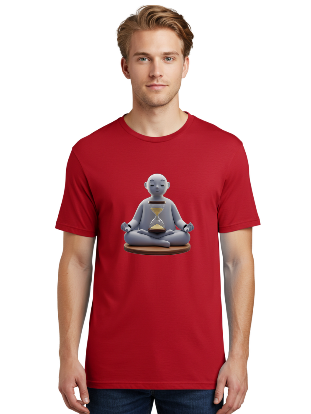 Meditating-Figure-With-Hourglass Men'S Graphic Tee, 100% Cotton, Comfortable Casual Summer Wear, Machine Washable, Vintage Camera, Old Camera, Antique Camera, Black Camera, Classic Photography, Photography Equipment, Nostalgic Device, Bak859