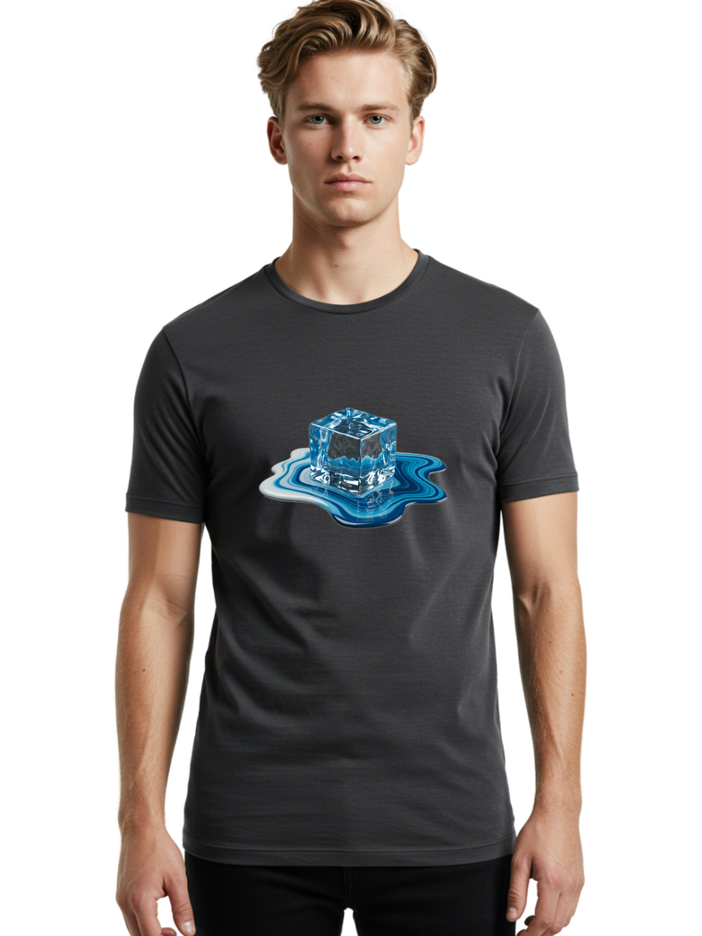 Melting-Ice-Cube-1 Men'S Graphic Tee, 100% Cotton, Comfortable Casual Summer Wear, Machine Washable, Vintage Camera, Old Camera, Antique Camera, Black Camera, Classic Photography, Photography Equipment, Nostalgic Device, Film Camera, Bak871
