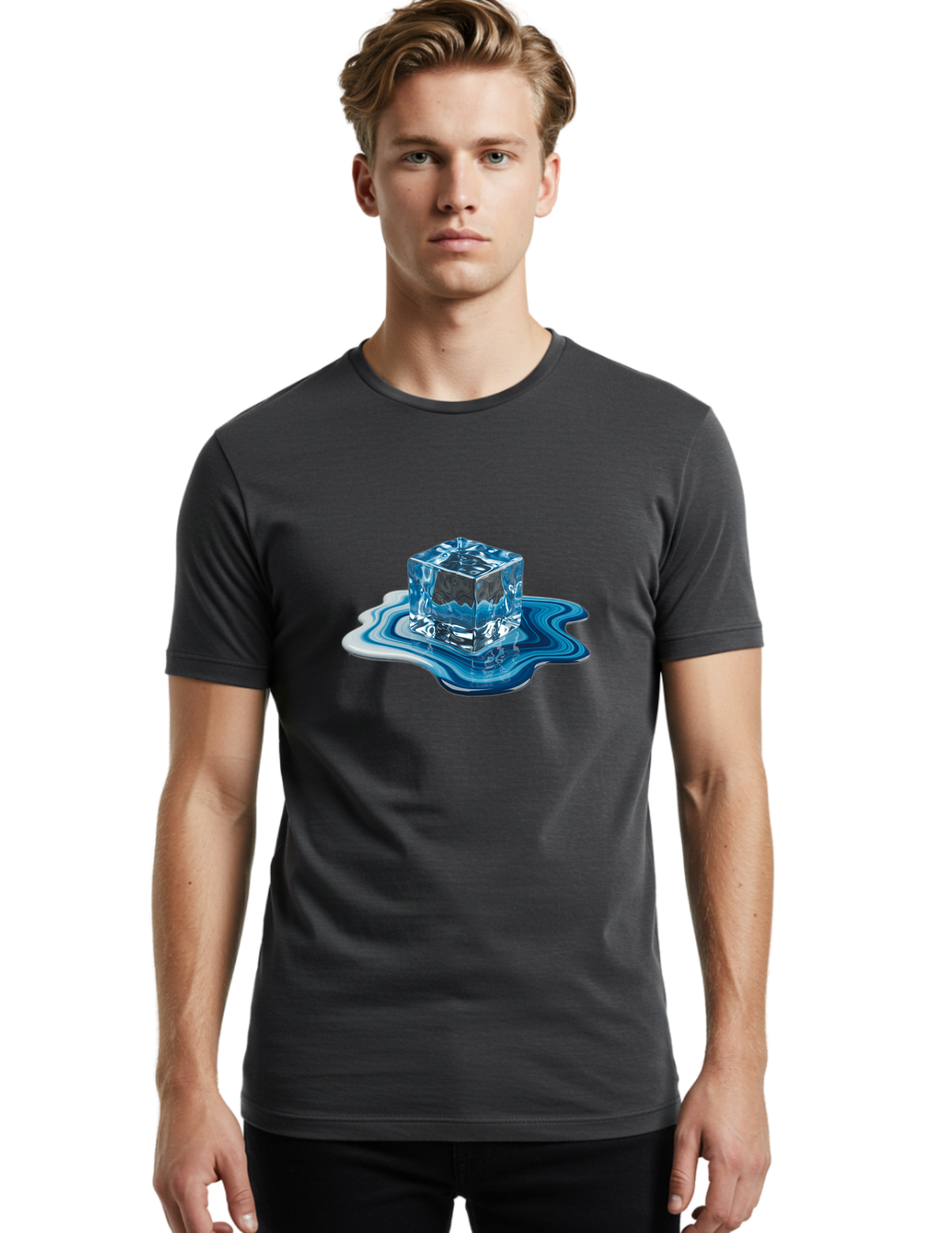 Melting-Ice-Cube-1 Men'S Graphic Tee, 100% Cotton, Comfortable Casual Summer Wear, Machine Washable, Vintage Camera, Old Camera, Antique Camera, Black Camera, Classic Photography, Photography Equipment, Nostalgic Device, Film Camera, Bak871