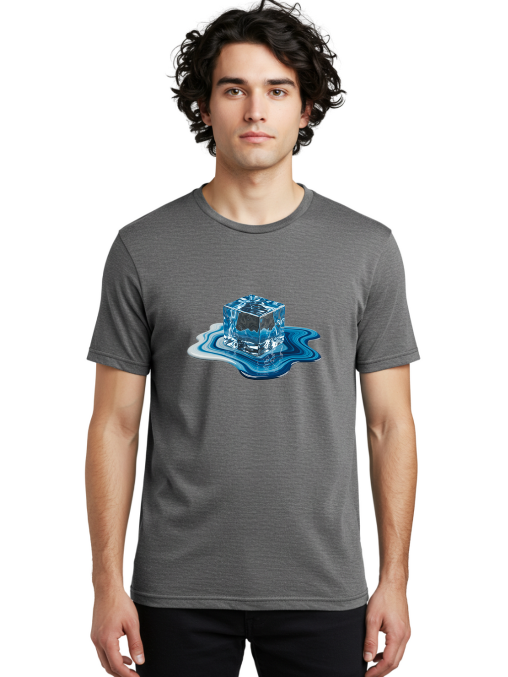 Melting-Ice-Cube-1 Men'S Graphic Tee, 100% Cotton, Comfortable Casual Summer Wear, Machine Washable, Vintage Camera, Old Camera, Antique Camera, Black Camera, Classic Photography, Photography Equipment, Nostalgic Device, Film Camera, Bak871