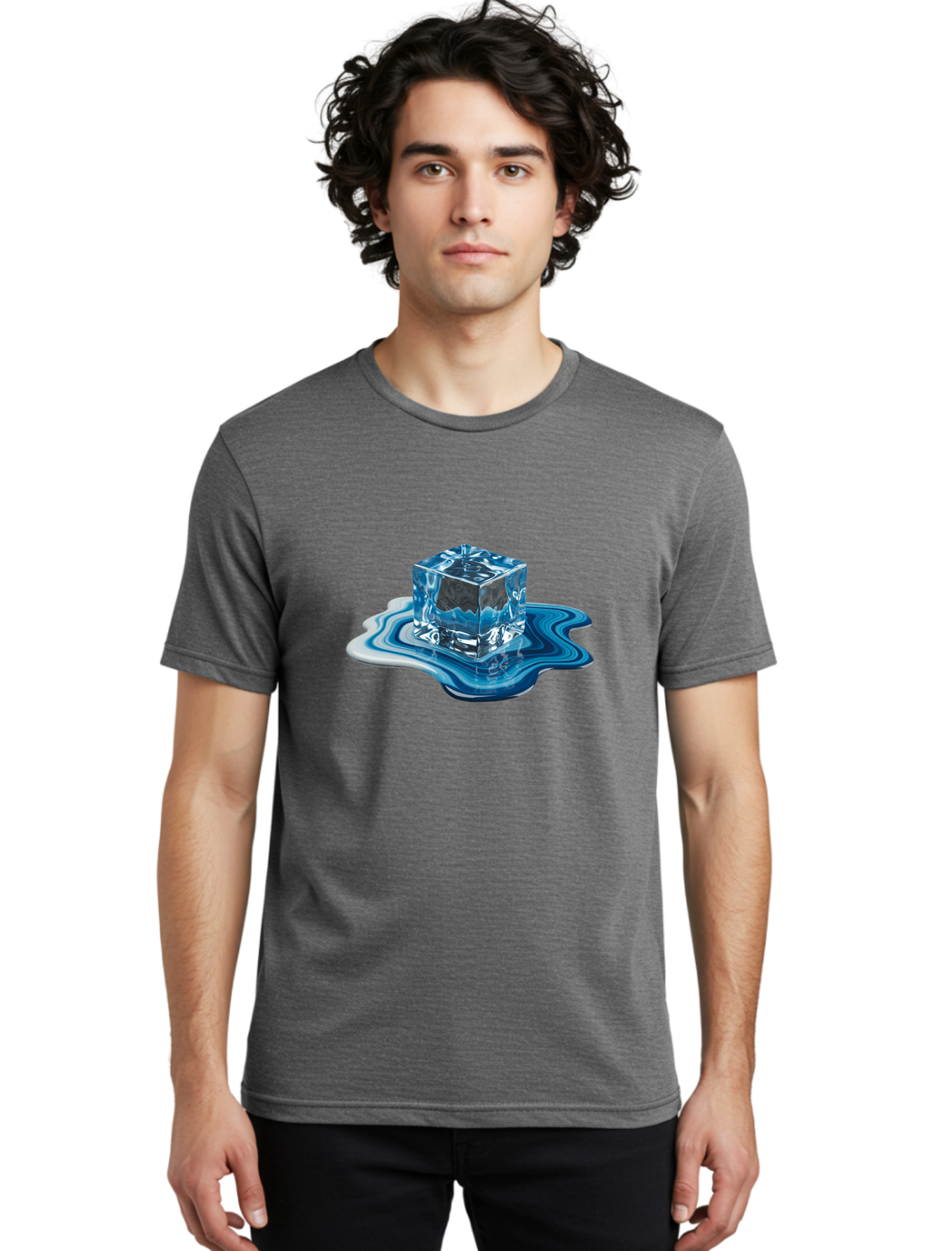 Melting-Ice-Cube-1 Men'S Graphic Tee, 100% Cotton, Comfortable Casual Summer Wear, Machine Washable, Vintage Camera, Old Camera, Antique Camera, Black Camera, Classic Photography, Photography Equipment, Nostalgic Device, Film Camera, Bak871