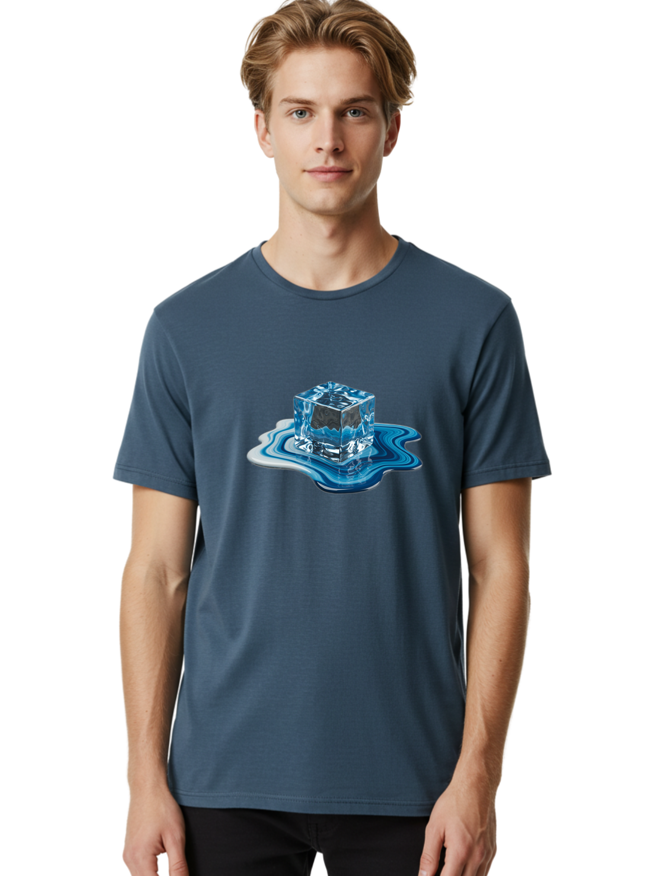 Melting-Ice-Cube-1 Men'S Graphic Tee, 100% Cotton, Comfortable Casual Summer Wear, Machine Washable, Vintage Camera, Old Camera, Antique Camera, Black Camera, Classic Photography, Photography Equipment, Nostalgic Device, Film Camera, Bak871