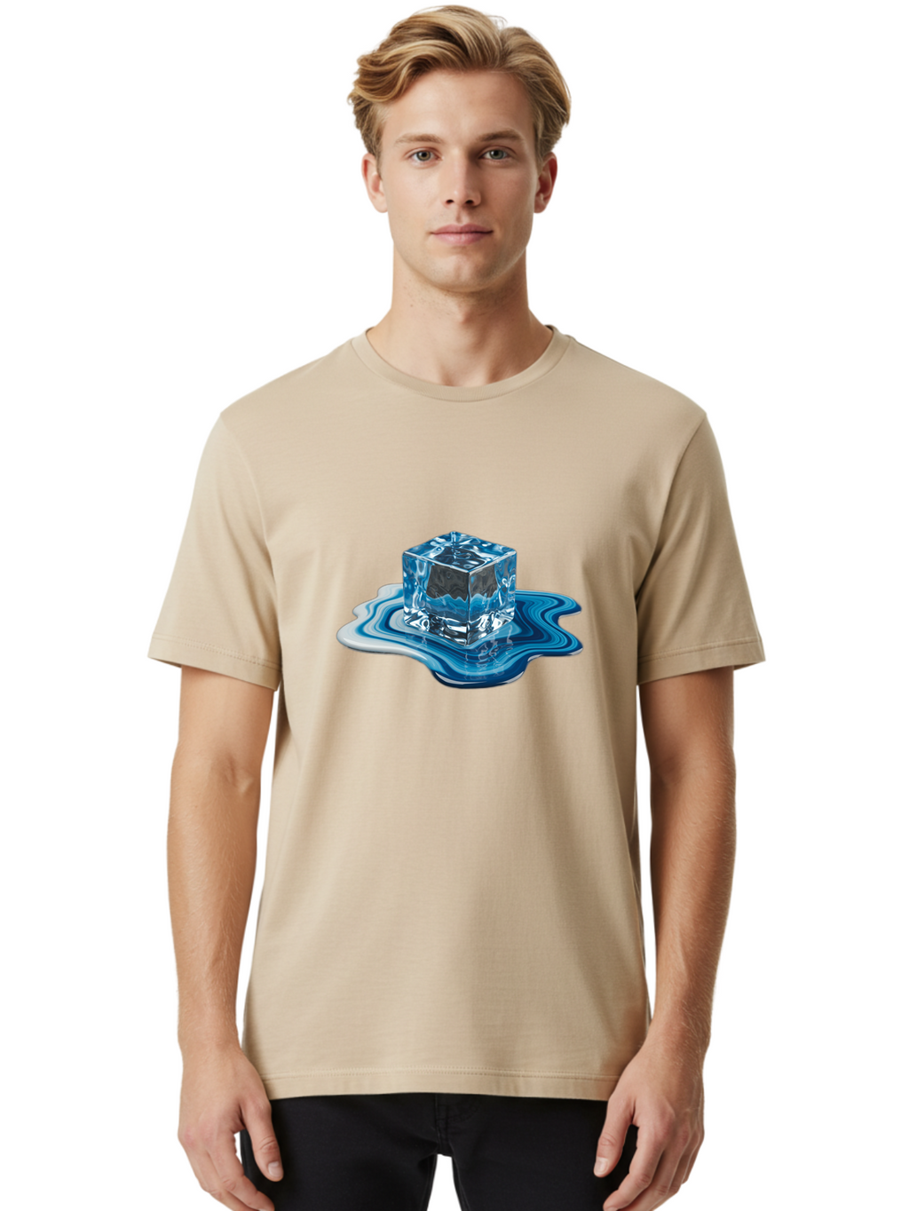 Melting-Ice-Cube-1 Men'S Graphic Tee, 100% Cotton, Comfortable Casual Summer Wear, Machine Washable, Vintage Camera, Old Camera, Antique Camera, Black Camera, Classic Photography, Photography Equipment, Nostalgic Device, Film Camera, Bak871