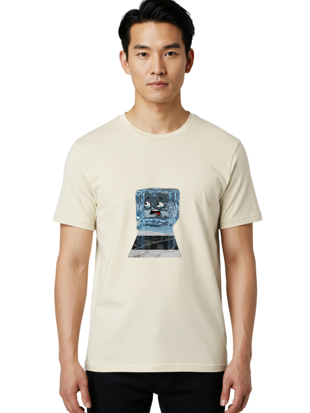 Melting-Ice-Cube-2 Men'S Graphic Tee, 100% Cotton, Comfortable Casual Summer Wear, Machine Washable, Vintage Camera, Old Camera, Antique Camera, Black Camera, Classic Photography, Photography Equipment, Nostalgic Device, Film Camera, Bak872