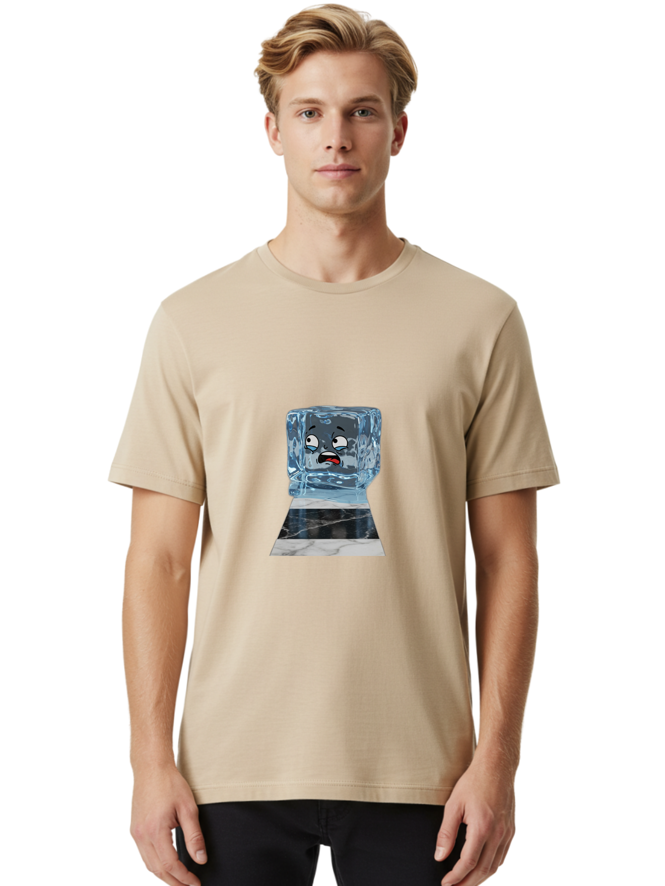 Melting-Ice-Cube-2 Men'S Graphic Tee, 100% Cotton, Comfortable Casual Summer Wear, Machine Washable, Vintage Camera, Old Camera, Antique Camera, Black Camera, Classic Photography, Photography Equipment, Nostalgic Device, Film Camera, Bak872