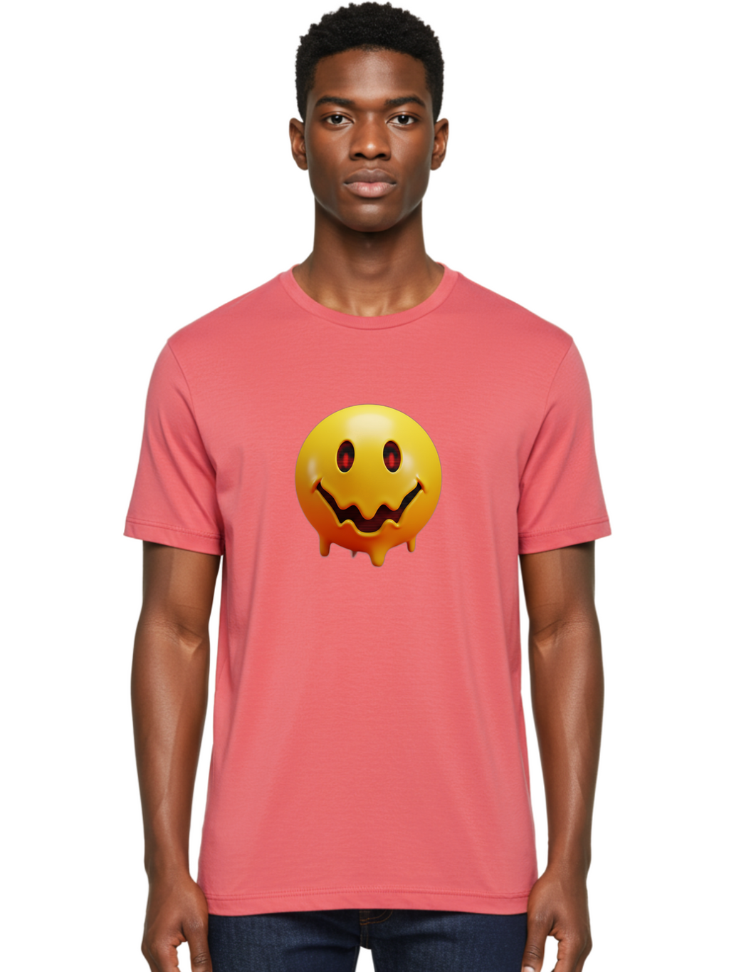 Melting-Smiley-Face Men'S Graphic Tee, 100% Cotton, Comfortable Casual Summer Wear, Machine Washable, Vintage Camera, Old Camera, Antique Camera, Black Camera, Classic Photography, Photography Equipment, Nostalgic Device, Film Camera, Bak874