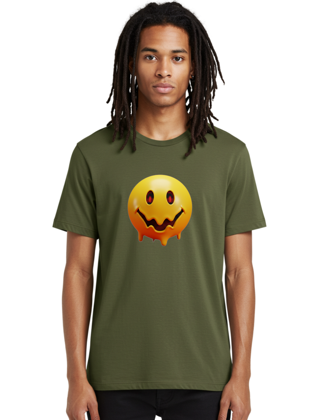 Melting-Smiley-Face Men'S Graphic Tee, 100% Cotton, Comfortable Casual Summer Wear, Machine Washable, Vintage Camera, Old Camera, Antique Camera, Black Camera, Classic Photography, Photography Equipment, Nostalgic Device, Film Camera, Bak874
