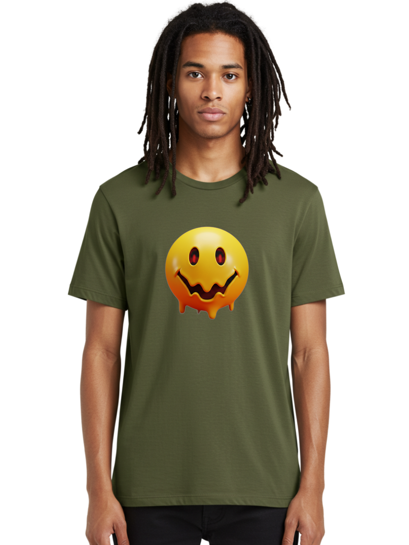 Melting-Smiley-Face Men'S Graphic Tee, 100% Cotton, Comfortable Casual Summer Wear, Machine Washable, Vintage Camera, Old Camera, Antique Camera, Black Camera, Classic Photography, Photography Equipment, Nostalgic Device, Film Camera, Bak874