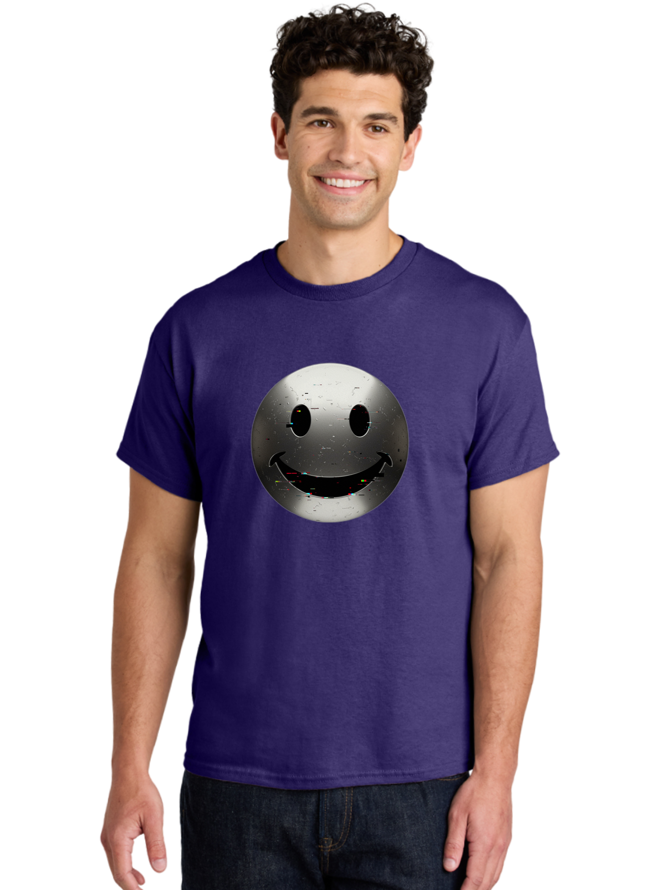 Metal-Smiley-Face Men'S Graphic Tee, 100% Cotton, Comfortable Casual Summer Wear, Machine Washable, Vintage Camera, Old Camera, Antique Camera, Black Camera, Classic Photography, Photography Equipment, Nostalgic Device, Film Camera, Camera Art Bak878