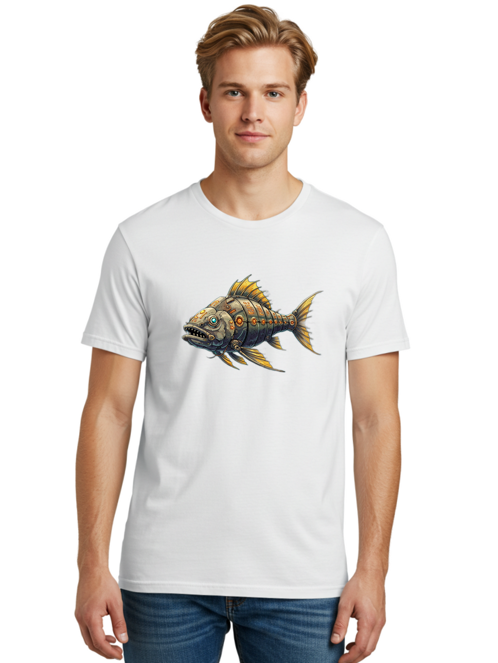 Metallic-Fish-1 Men'S Graphic Tee, 100% Cotton, Comfortable Casual Summer Wear, Machine Washable, Vintage Camera, Old Camera, Antique Camera, Black Camera, Classic Photography, Photography Equipment, Nostalgic Device, Film Camera, Camera Art Bak882