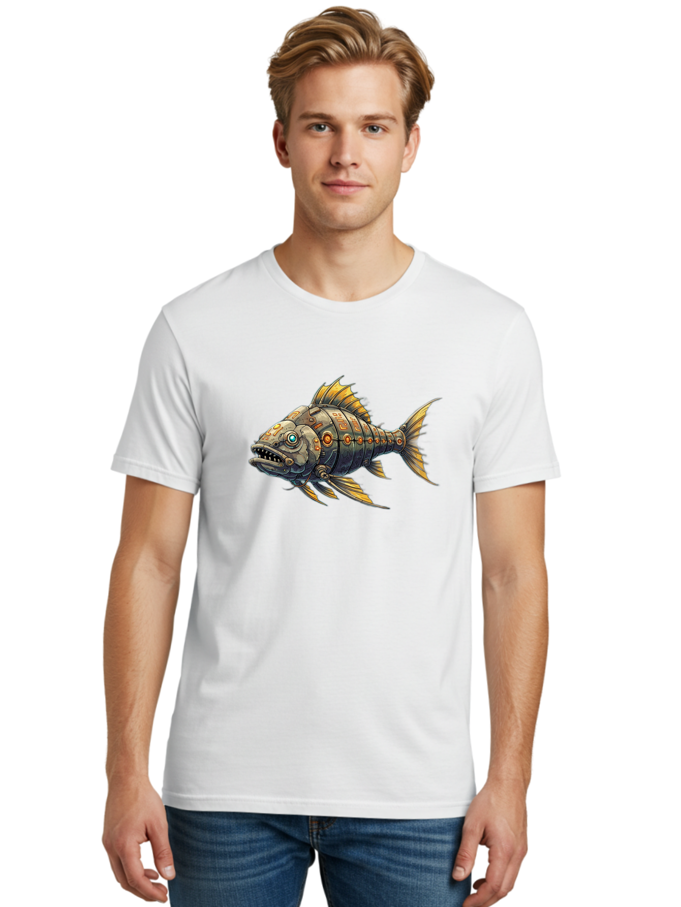Metallic-Fish-1 Men'S Graphic Tee, 100% Cotton, Comfortable Casual Summer Wear, Machine Washable, Vintage Camera, Old Camera, Antique Camera, Black Camera, Classic Photography, Photography Equipment, Nostalgic Device, Film Camera, Camera Art Bak882