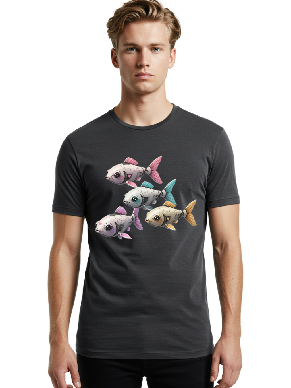 Metallic-Fish Men'S Graphic Tee, 100% Cotton, Comfortable Casual Summer Wear, Machine Washable, Vintage Camera, Old Camera, Antique Camera, Black Camera, Classic Photography, Photography Equipment, Nostalgic Device, Film Camera, Camera Art Bak883