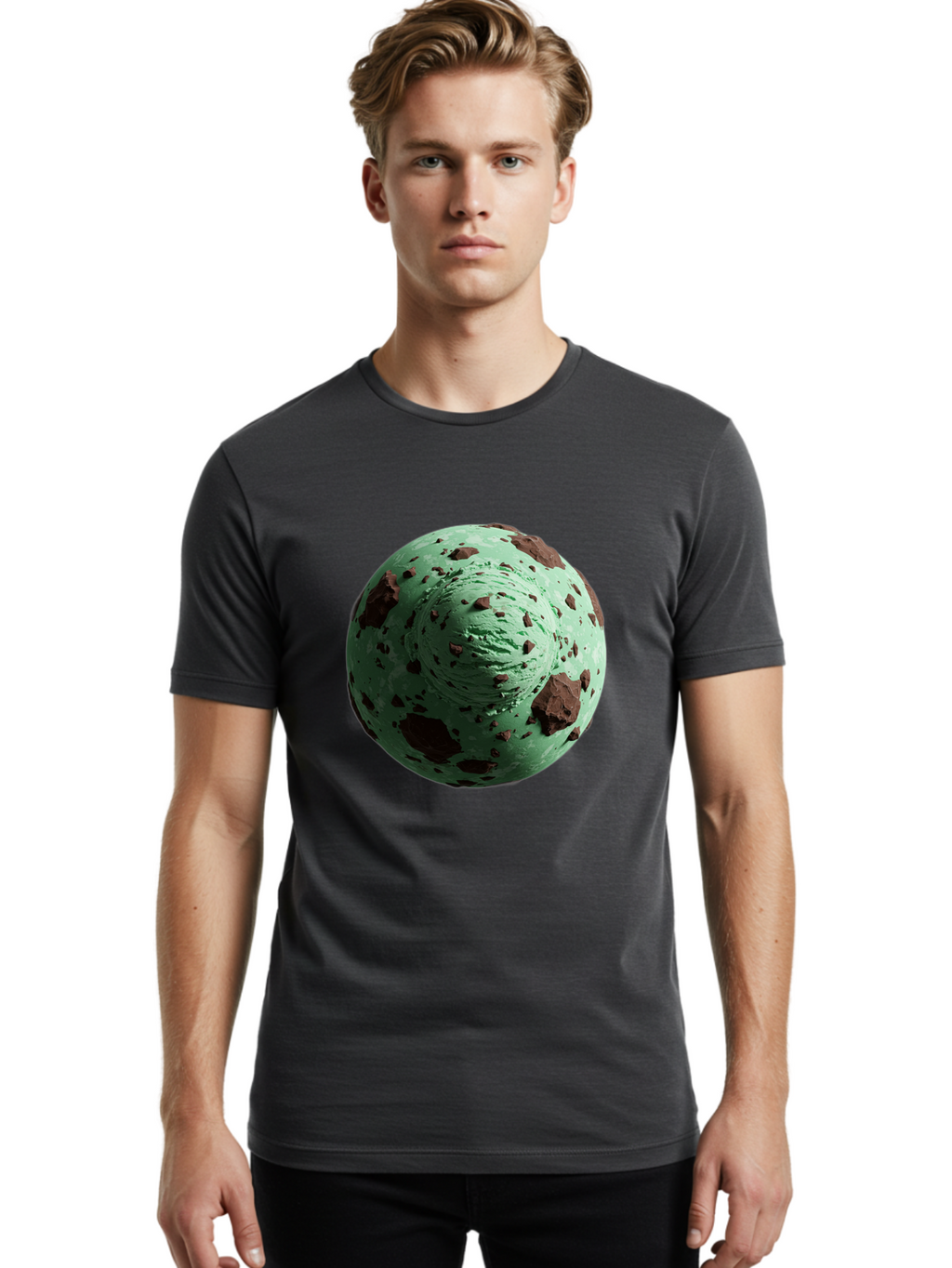 Mint-Chocolate-Chip-Ice-Cream Men'S Graphic Tee, 100% Cotton, Comfortable Casual Summer Wear, Machine Washable, Vintage Camera, Old Camera, Antique Camera, Black Camera, Classic Photography, Photography Equipment, Nostalgic Device, Bak887