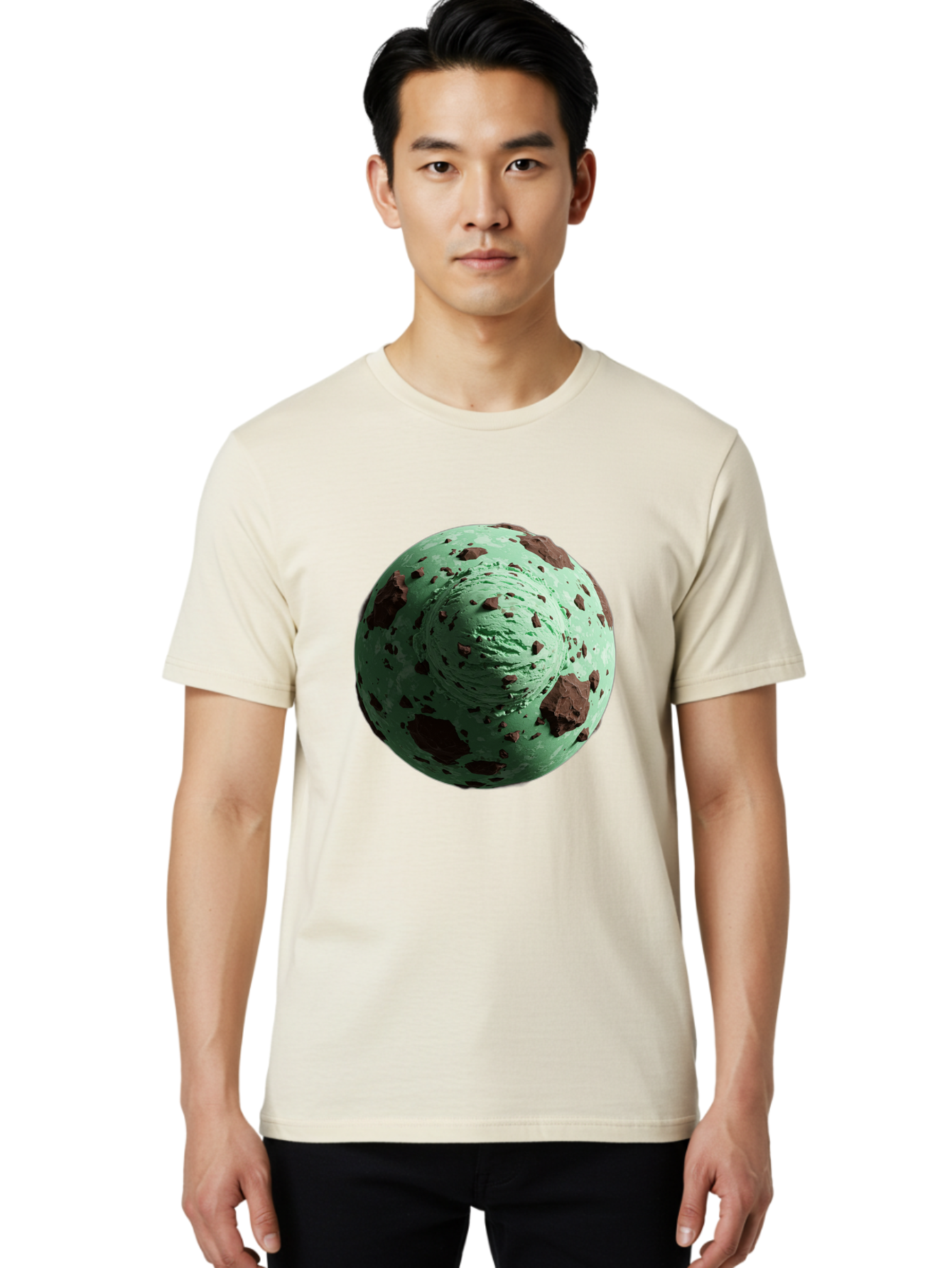 Mint-Chocolate-Chip-Ice-Cream Men'S Graphic Tee, 100% Cotton, Comfortable Casual Summer Wear, Machine Washable, Vintage Camera, Old Camera, Antique Camera, Black Camera, Classic Photography, Photography Equipment, Nostalgic Device, Bak887