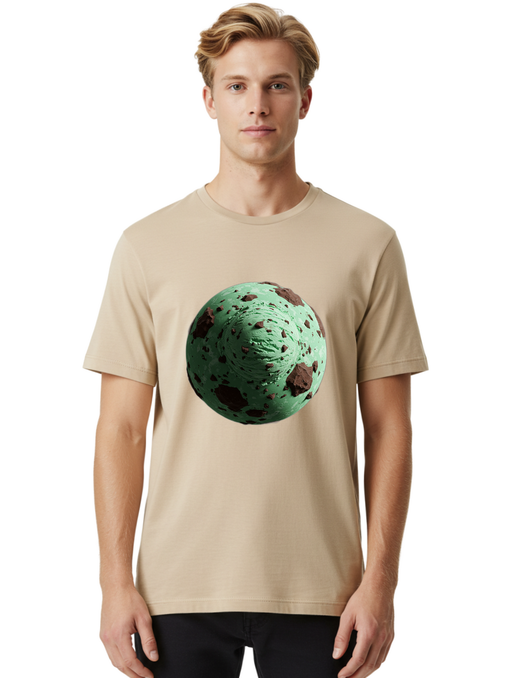 Mint-Chocolate-Chip-Ice-Cream Men'S Graphic Tee, 100% Cotton, Comfortable Casual Summer Wear, Machine Washable, Vintage Camera, Old Camera, Antique Camera, Black Camera, Classic Photography, Photography Equipment, Nostalgic Device, Bak887