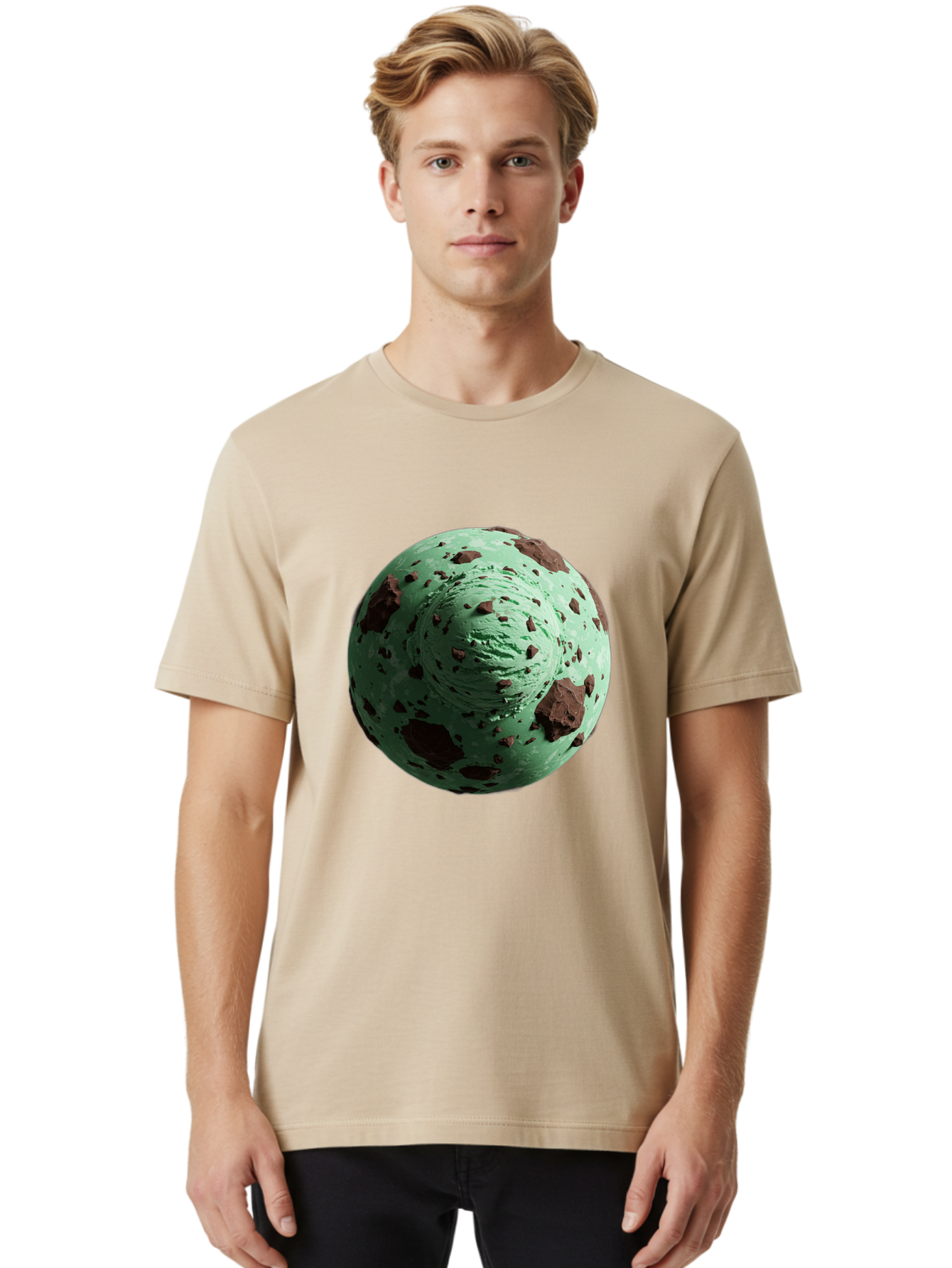 Mint-Chocolate-Chip-Ice-Cream Men'S Graphic Tee, 100% Cotton, Comfortable Casual Summer Wear, Machine Washable, Vintage Camera, Old Camera, Antique Camera, Black Camera, Classic Photography, Photography Equipment, Nostalgic Device, Bak887