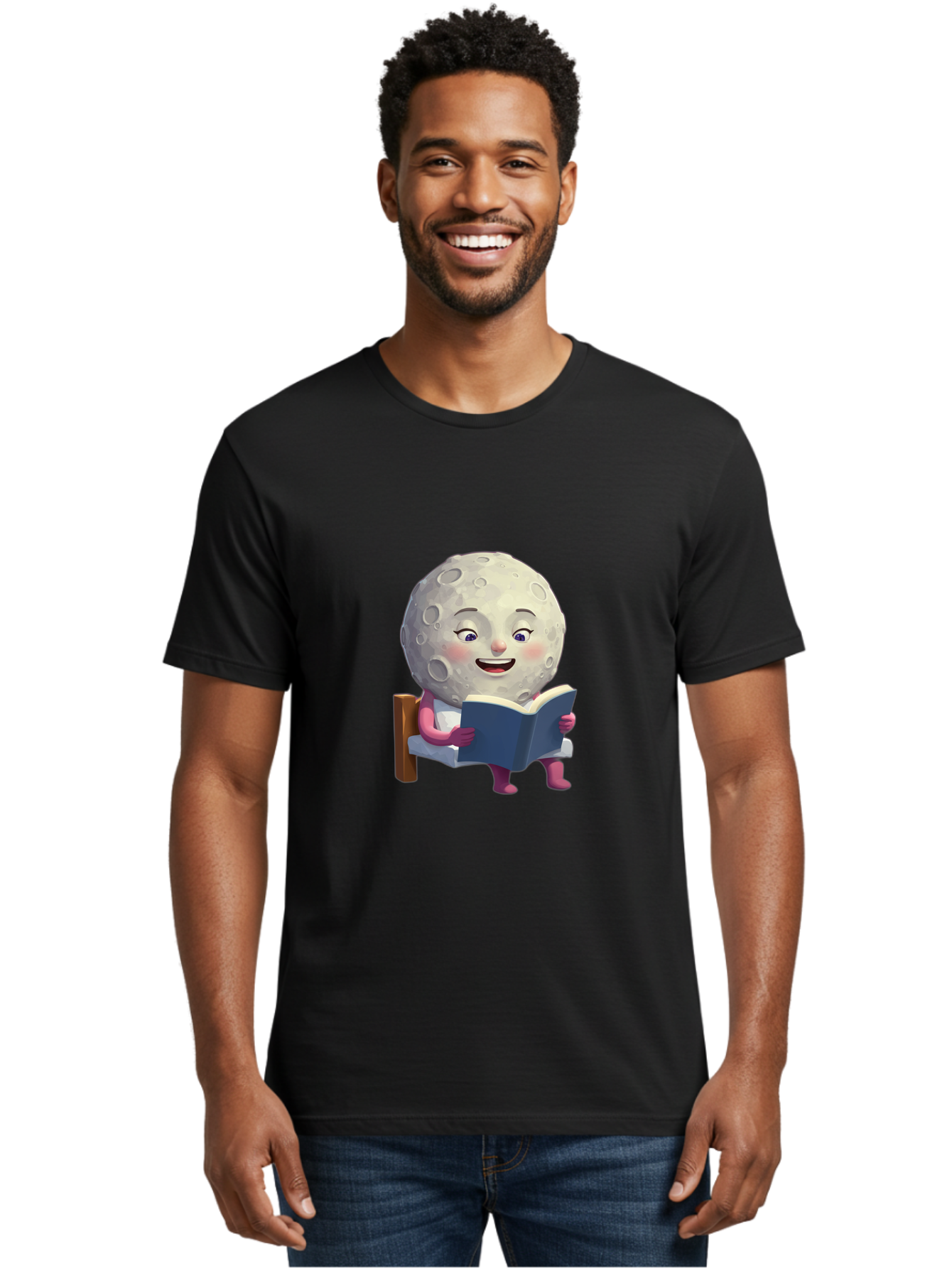 Moon-Reading-Book Men'S Graphic Tee, 100% Cotton, Comfortable Casual Summer Wear, Machine Washable, Vintage Camera, Old Camera, Antique Camera, Black Camera, Classic Photography, Photography Equipment, Nostalgic Device, Film Camera, Camera Art Bak896