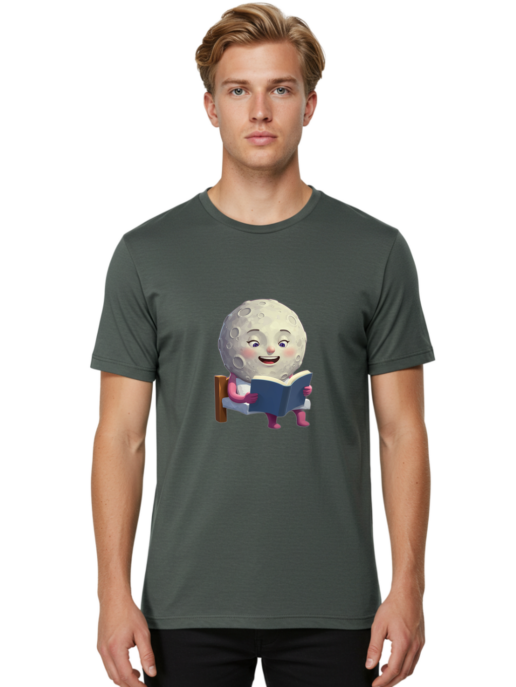 Moon-Reading-Book Men'S Graphic Tee, 100% Cotton, Comfortable Casual Summer Wear, Machine Washable, Vintage Camera, Old Camera, Antique Camera, Black Camera, Classic Photography, Photography Equipment, Nostalgic Device, Film Camera, Camera Art Bak896
