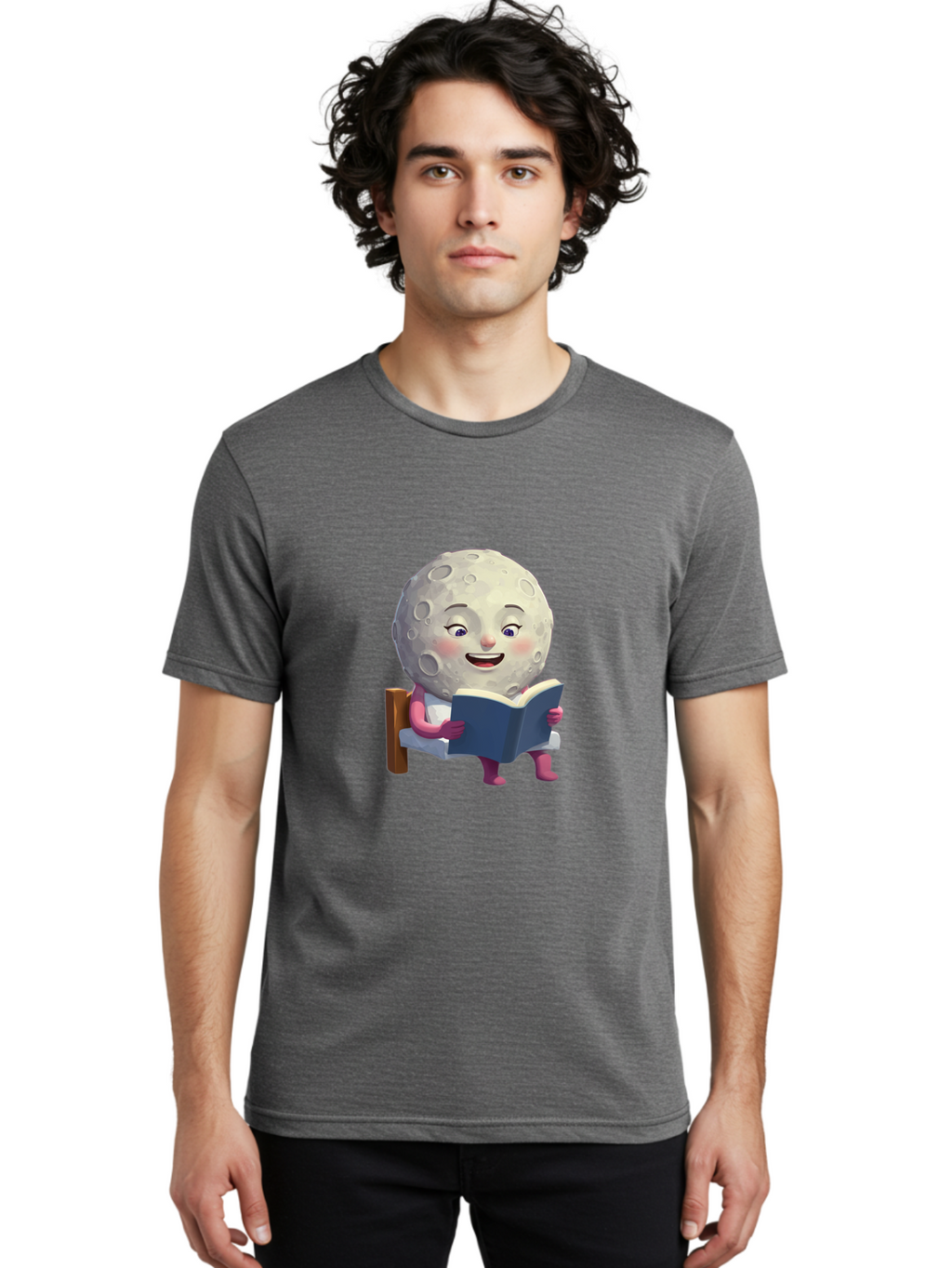 Moon-Reading-Book Men'S Graphic Tee, 100% Cotton, Comfortable Casual Summer Wear, Machine Washable, Vintage Camera, Old Camera, Antique Camera, Black Camera, Classic Photography, Photography Equipment, Nostalgic Device, Film Camera, Camera Art Bak896