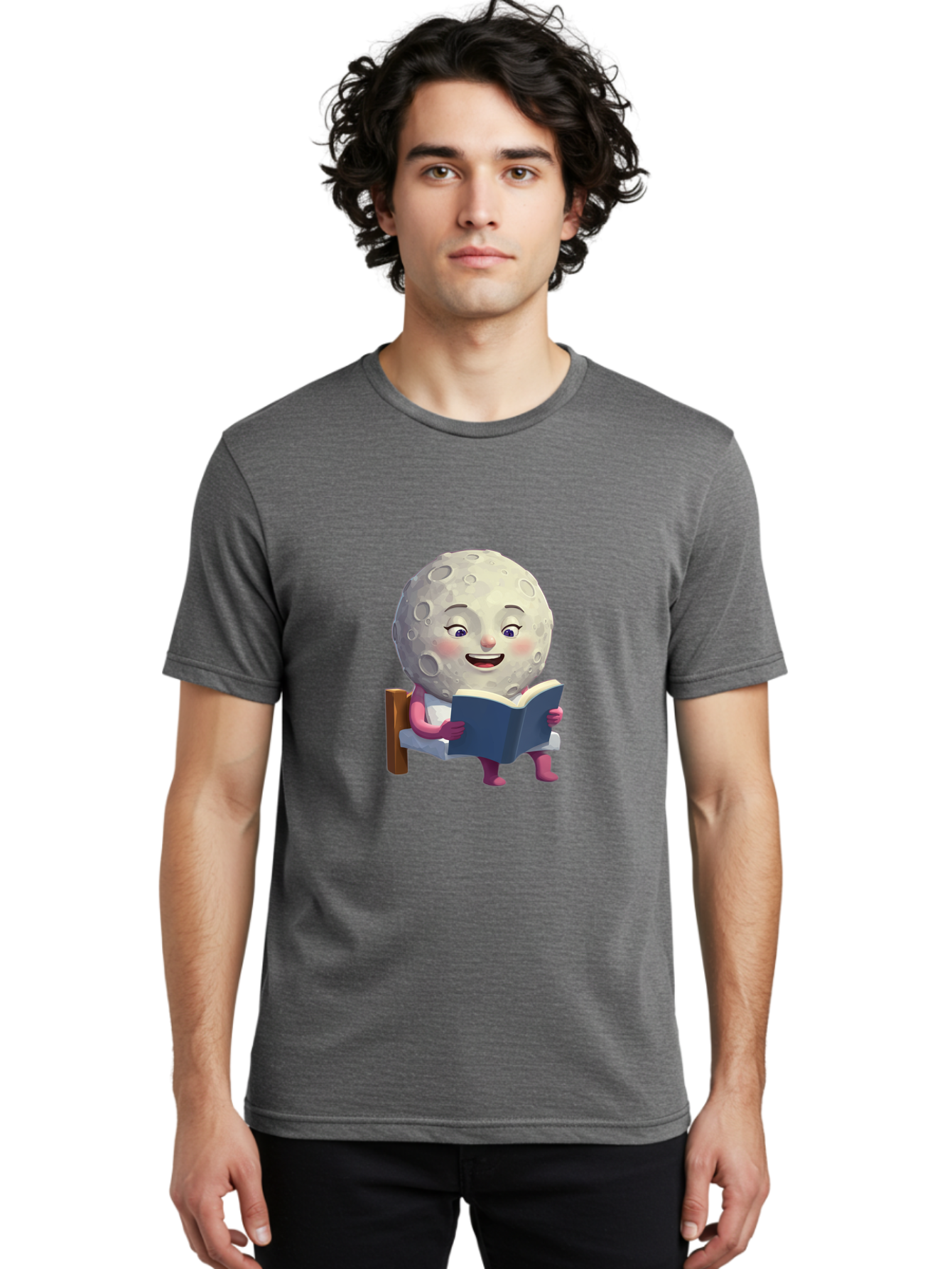 Moon-Reading-Book Men'S Graphic Tee, 100% Cotton, Comfortable Casual Summer Wear, Machine Washable, Vintage Camera, Old Camera, Antique Camera, Black Camera, Classic Photography, Photography Equipment, Nostalgic Device, Film Camera, Camera Art Bak896