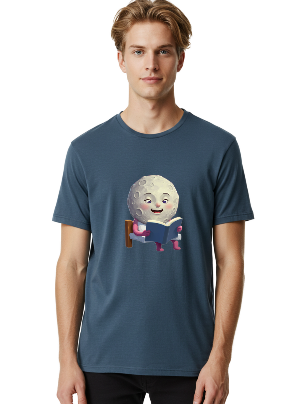 Moon-Reading-Book Men'S Graphic Tee, 100% Cotton, Comfortable Casual Summer Wear, Machine Washable, Vintage Camera, Old Camera, Antique Camera, Black Camera, Classic Photography, Photography Equipment, Nostalgic Device, Film Camera, Camera Art Bak896