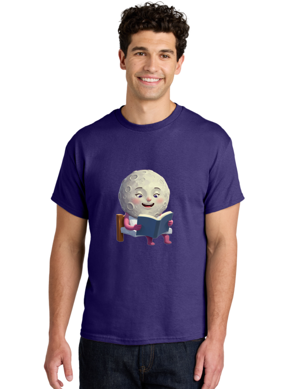Moon-Reading-Book Men'S Graphic Tee, 100% Cotton, Comfortable Casual Summer Wear, Machine Washable, Vintage Camera, Old Camera, Antique Camera, Black Camera, Classic Photography, Photography Equipment, Nostalgic Device, Film Camera, Camera Art Bak896