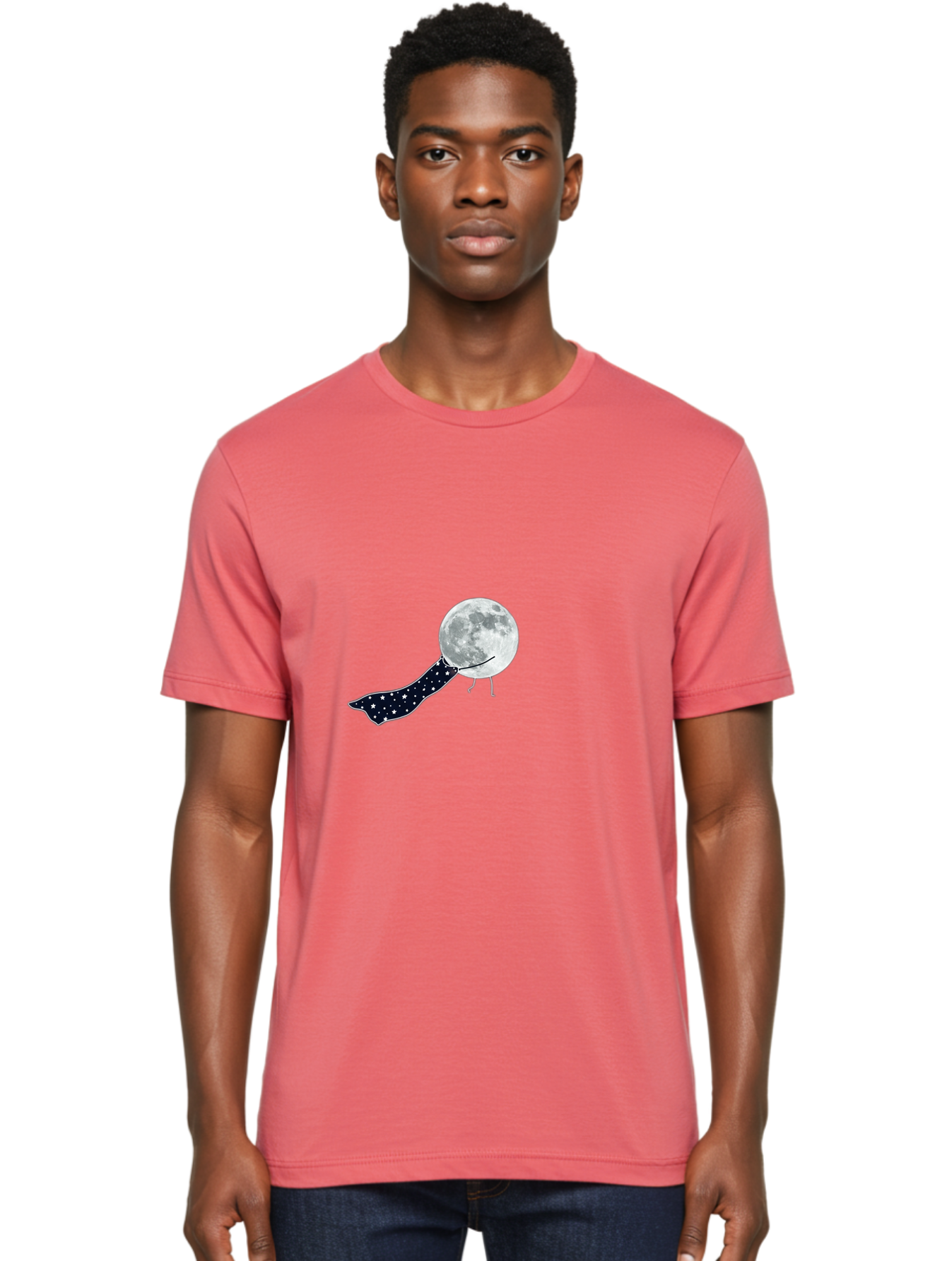 Moon-With-Starry-Scarf Men'S Graphic Tee, 100% Cotton, Comfortable Casual Summer Wear, Machine Washable, Vintage Camera, Old Camera, Antique Camera, Black Camera, Classic Photography, Photography Equipment, Nostalgic Device, Film Camera, Bak899
