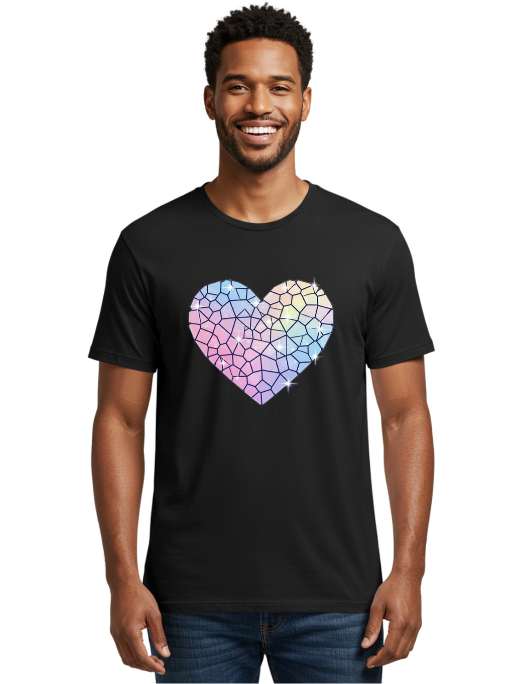 Mosaic-Heart-1 Men'S Graphic Tee, 100% Cotton, Comfortable Casual Summer Wear, Machine Washable, Vintage Camera, Old Camera, Antique Camera, Black Camera, Classic Photography, Photography Equipment, Nostalgic Device, Film Camera, Camera Art Bak904