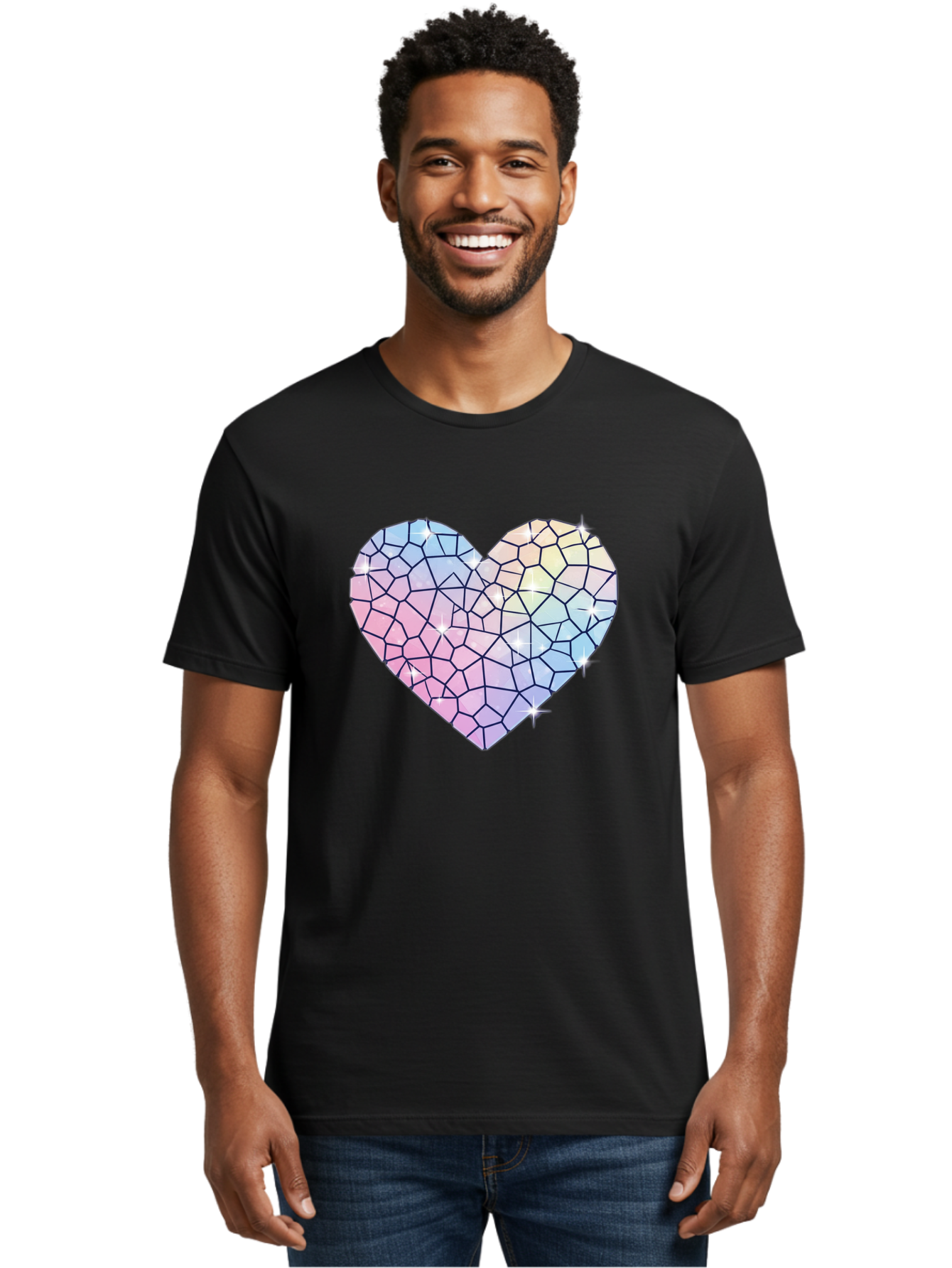 Mosaic-Heart-1 Men'S Graphic Tee, 100% Cotton, Comfortable Casual Summer Wear, Machine Washable, Vintage Camera, Old Camera, Antique Camera, Black Camera, Classic Photography, Photography Equipment, Nostalgic Device, Film Camera, Camera Art Bak904