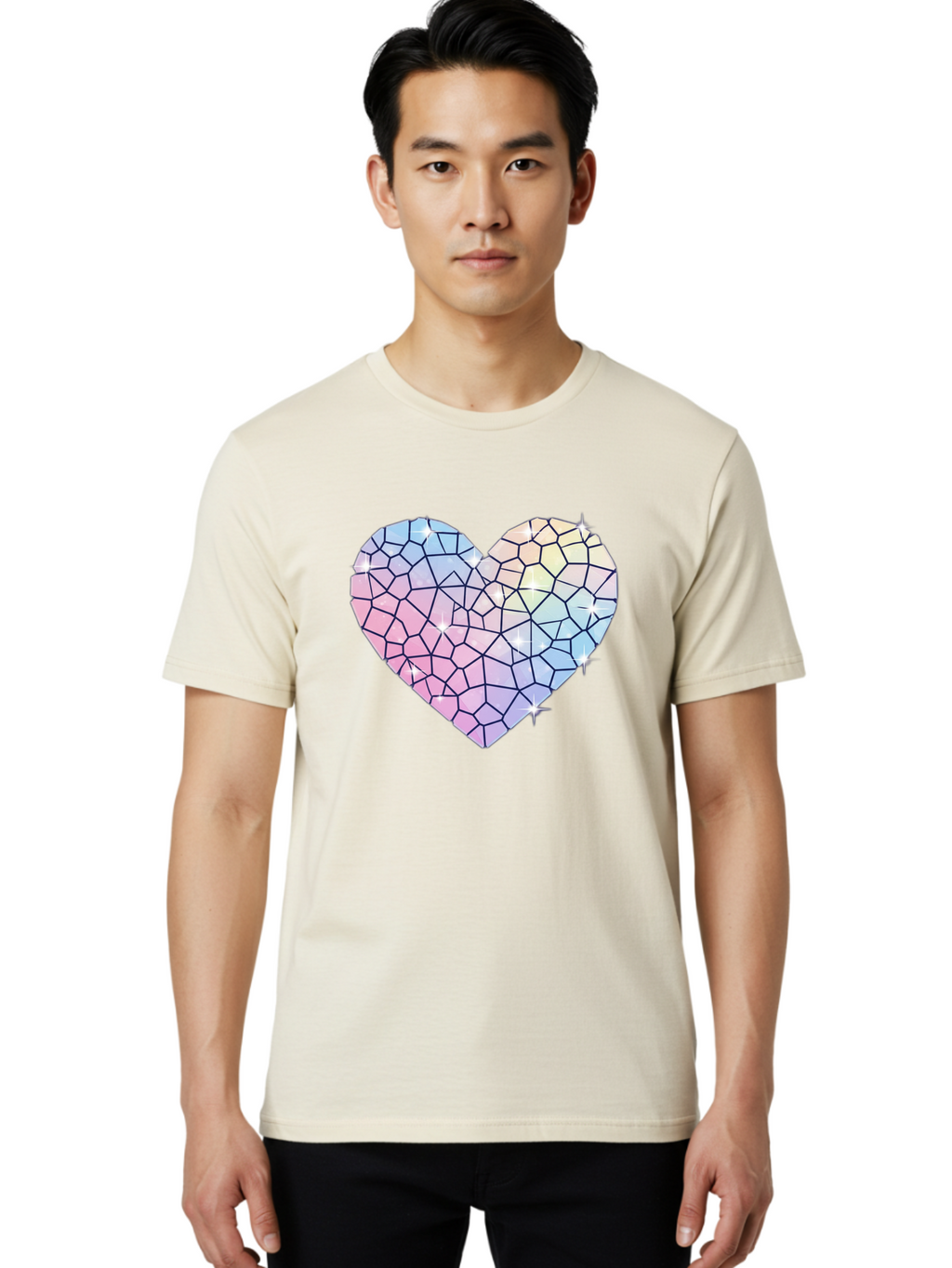 Mosaic-Heart-1 Men'S Graphic Tee, 100% Cotton, Comfortable Casual Summer Wear, Machine Washable, Vintage Camera, Old Camera, Antique Camera, Black Camera, Classic Photography, Photography Equipment, Nostalgic Device, Film Camera, Camera Art Bak904