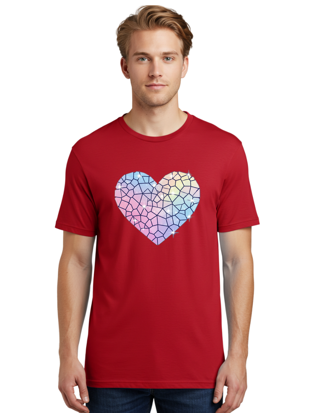 Mosaic-Heart-1 Men'S Graphic Tee, 100% Cotton, Comfortable Casual Summer Wear, Machine Washable, Vintage Camera, Old Camera, Antique Camera, Black Camera, Classic Photography, Photography Equipment, Nostalgic Device, Film Camera, Camera Art Bak904