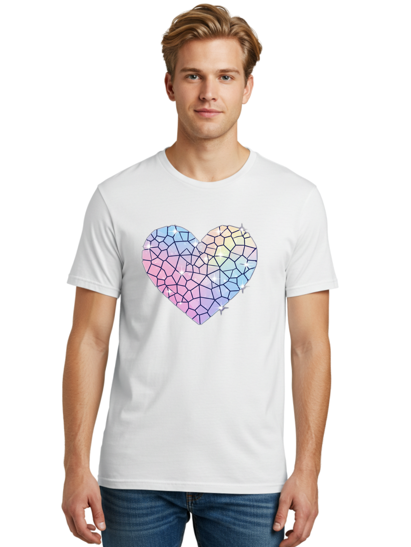 Mosaic-Heart-1 Men'S Graphic Tee, 100% Cotton, Comfortable Casual Summer Wear, Machine Washable, Vintage Camera, Old Camera, Antique Camera, Black Camera, Classic Photography, Photography Equipment, Nostalgic Device, Film Camera, Camera Art Bak904
