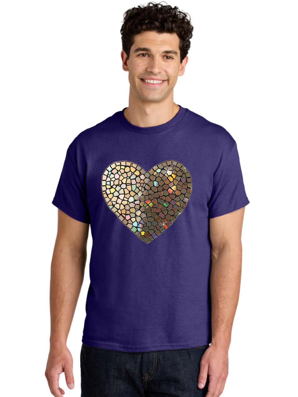 Mosaic-Heart-2 Men'S Graphic Tee, 100% Cotton, Comfortable Casual Summer Wear, Machine Washable, Vintage Camera, Old Camera, Antique Camera, Black Camera, Classic Photography, Photography Equipment, Nostalgic Device, Film Camera, Camera Art Bak905