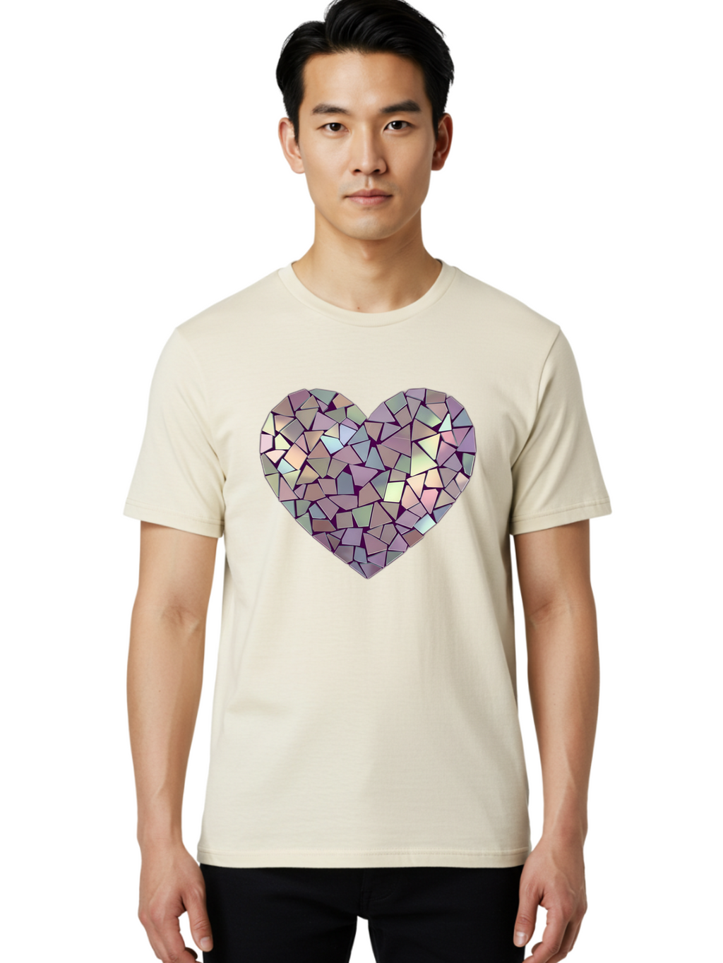 Mosaic-Heart Men'S Graphic Tee, 100% Cotton, Comfortable Casual Summer Wear, Machine Washable, Vintage Camera, Old Camera, Antique Camera, Black Camera, Classic Photography, Photography Equipment, Nostalgic Device, Film Camera, Camera Art Bak906