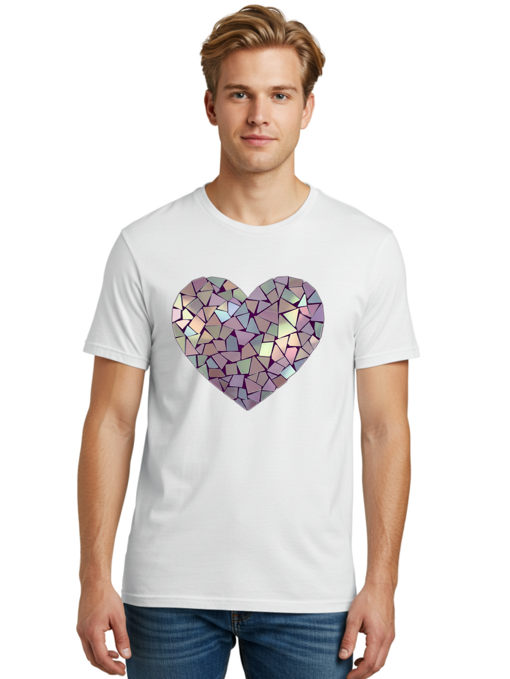 Mosaic-Heart Men'S Graphic Tee, 100% Cotton, Comfortable Casual Summer Wear, Machine Washable, Vintage Camera, Old Camera, Antique Camera, Black Camera, Classic Photography, Photography Equipment, Nostalgic Device, Film Camera, Camera Art Bak906