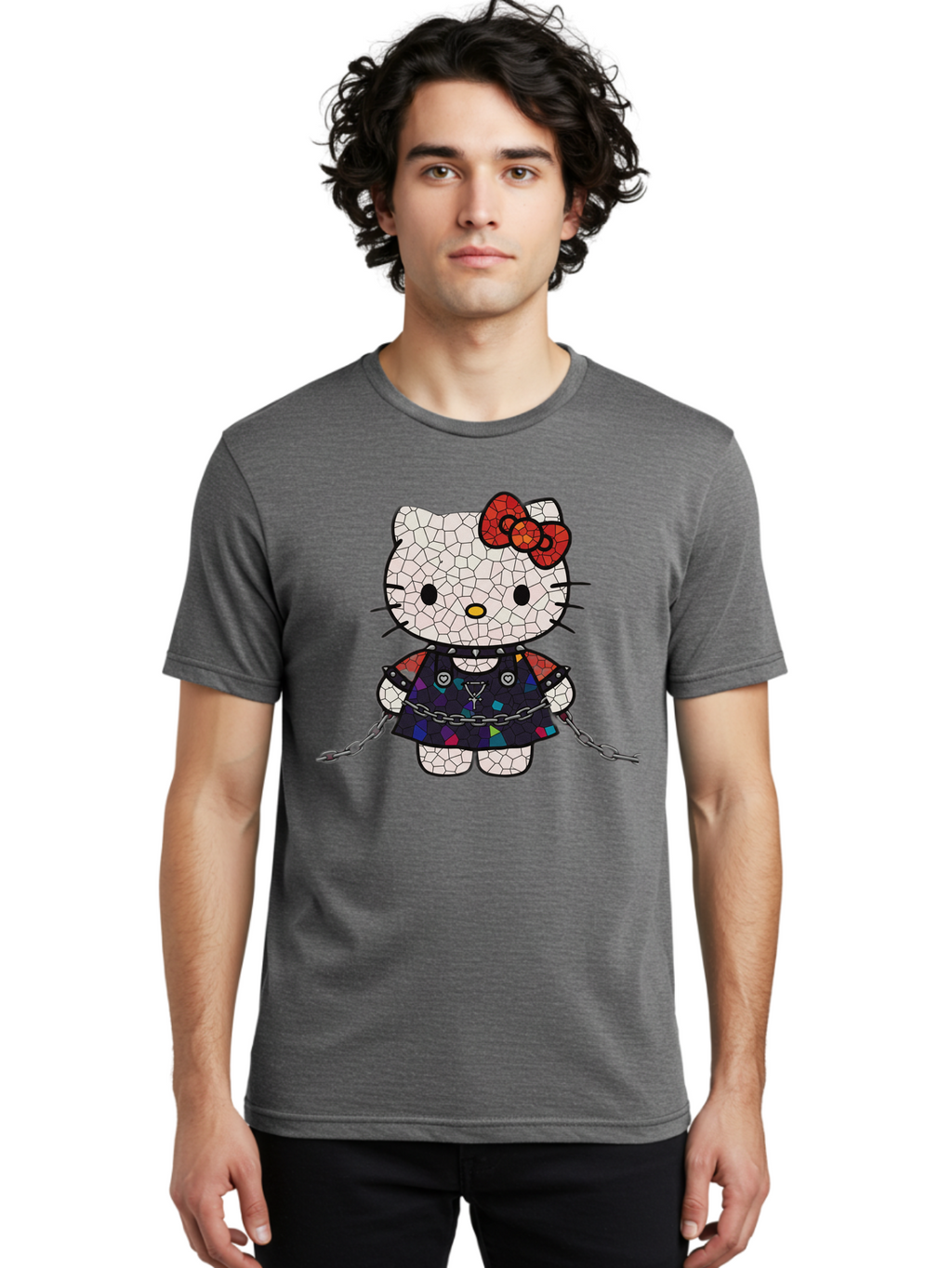 Mosaic-Hello-Kitty Men'S Graphic Tee, 100% Cotton, Comfortable Casual Summer Wear, Machine Washable, Vintage Camera, Old Camera, Antique Camera, Black Camera, Classic Photography, Photography Equipment, Nostalgic Device, Film Camera, Bak907