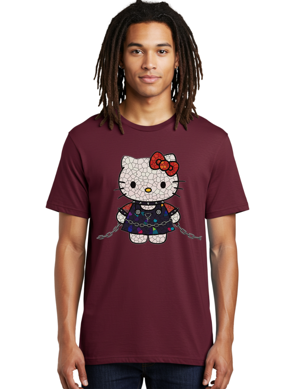 Mosaic-Hello-Kitty Men'S Graphic Tee, 100% Cotton, Comfortable Casual Summer Wear, Machine Washable, Vintage Camera, Old Camera, Antique Camera, Black Camera, Classic Photography, Photography Equipment, Nostalgic Device, Film Camera, Bak907