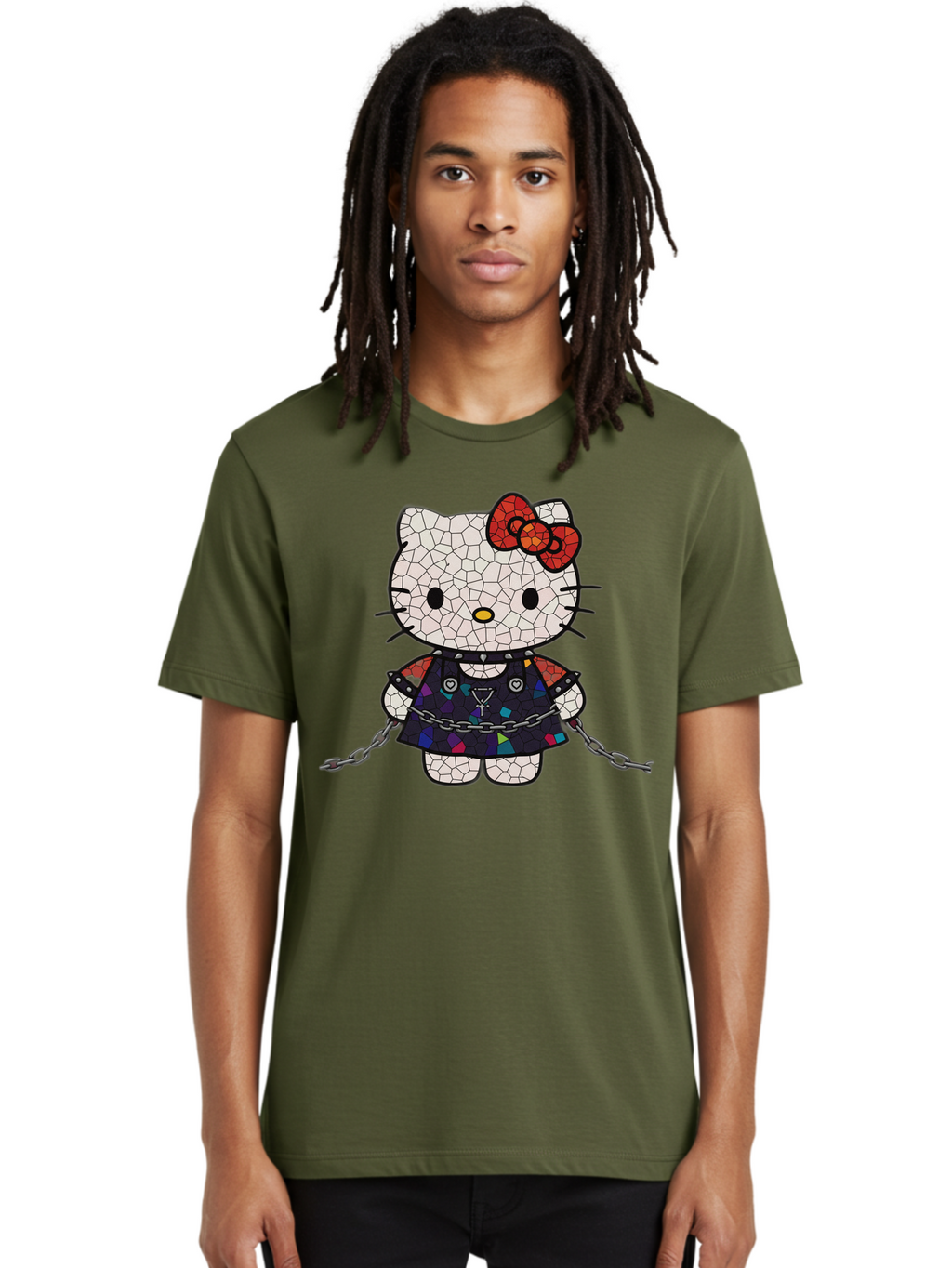 Mosaic-Hello-Kitty Men'S Graphic Tee, 100% Cotton, Comfortable Casual Summer Wear, Machine Washable, Vintage Camera, Old Camera, Antique Camera, Black Camera, Classic Photography, Photography Equipment, Nostalgic Device, Film Camera, Bak907