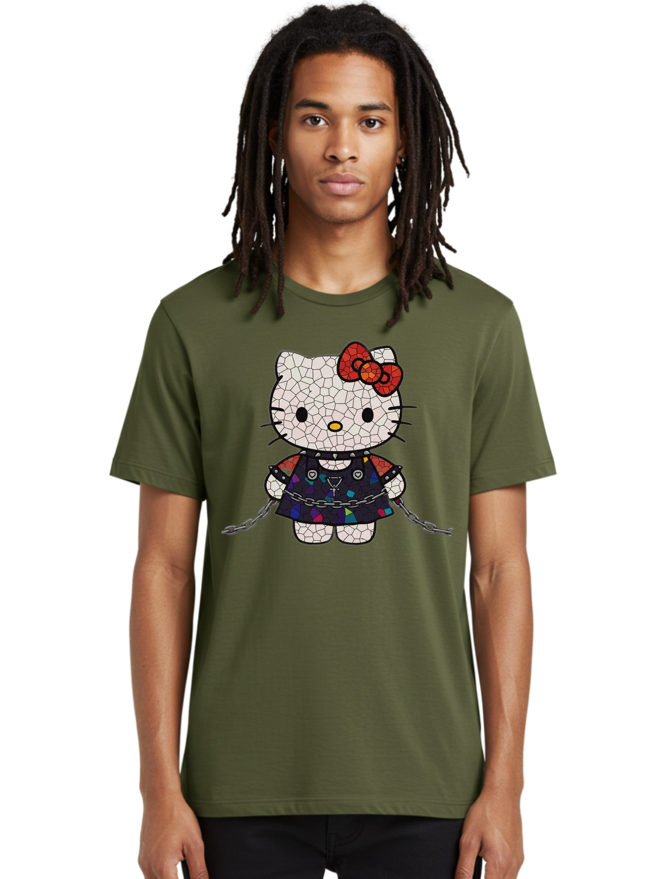 Mosaic-Hello-Kitty Men'S Graphic Tee, 100% Cotton, Comfortable Casual Summer Wear, Machine Washable, Vintage Camera, Old Camera, Antique Camera, Black Camera, Classic Photography, Photography Equipment, Nostalgic Device, Film Camera, Bak907