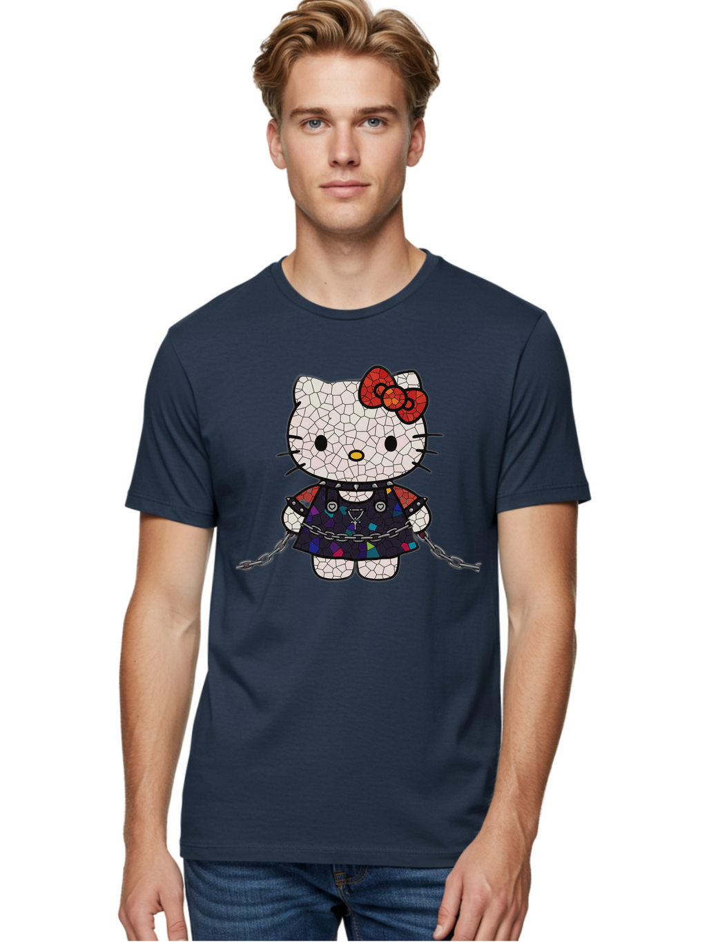 Mosaic-Hello-Kitty Men'S Graphic Tee, 100% Cotton, Comfortable Casual Summer Wear, Machine Washable, Vintage Camera, Old Camera, Antique Camera, Black Camera, Classic Photography, Photography Equipment, Nostalgic Device, Film Camera, Bak907