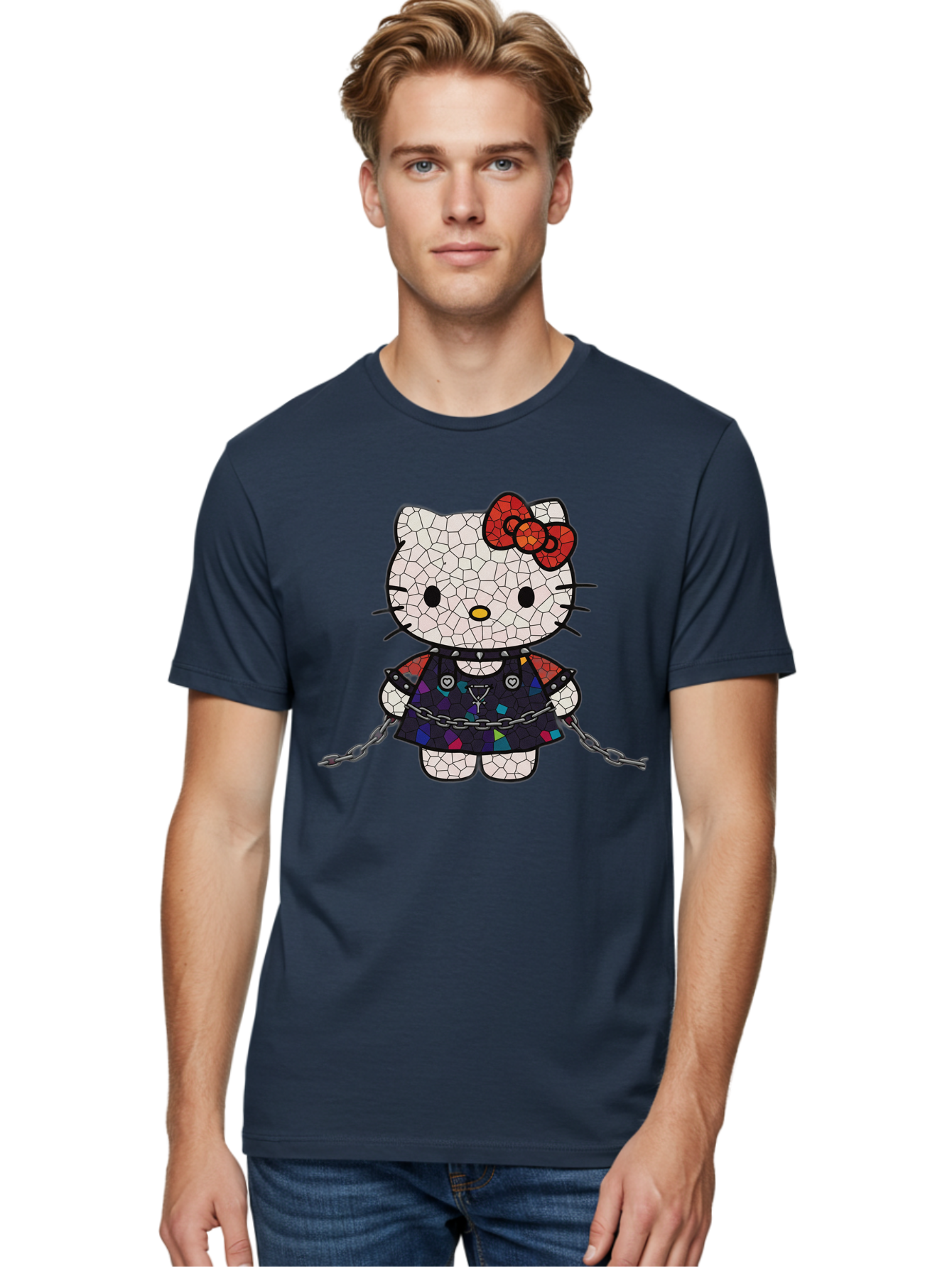 Mosaic-Hello-Kitty Men'S Graphic Tee, 100% Cotton, Comfortable Casual Summer Wear, Machine Washable, Vintage Camera, Old Camera, Antique Camera, Black Camera, Classic Photography, Photography Equipment, Nostalgic Device, Film Camera, Bak907