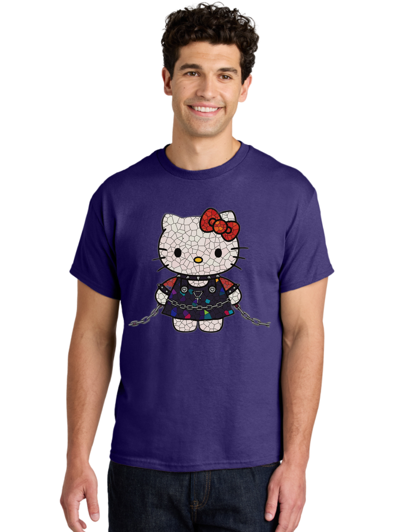 Mosaic-Hello-Kitty Men'S Graphic Tee, 100% Cotton, Comfortable Casual Summer Wear, Machine Washable, Vintage Camera, Old Camera, Antique Camera, Black Camera, Classic Photography, Photography Equipment, Nostalgic Device, Film Camera, Bak907