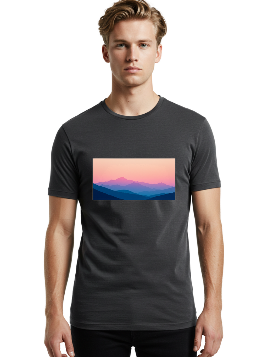 Mountain-Silhouettes Men'S Graphic Tee, 100% Cotton, Comfortable Casual Summer Wear, Machine Washable, Vintage Camera, Old Camera, Antique Camera, Black Camera, Classic Photography, Photography Equipment, Nostalgic Device, Film Camera, Bak913
