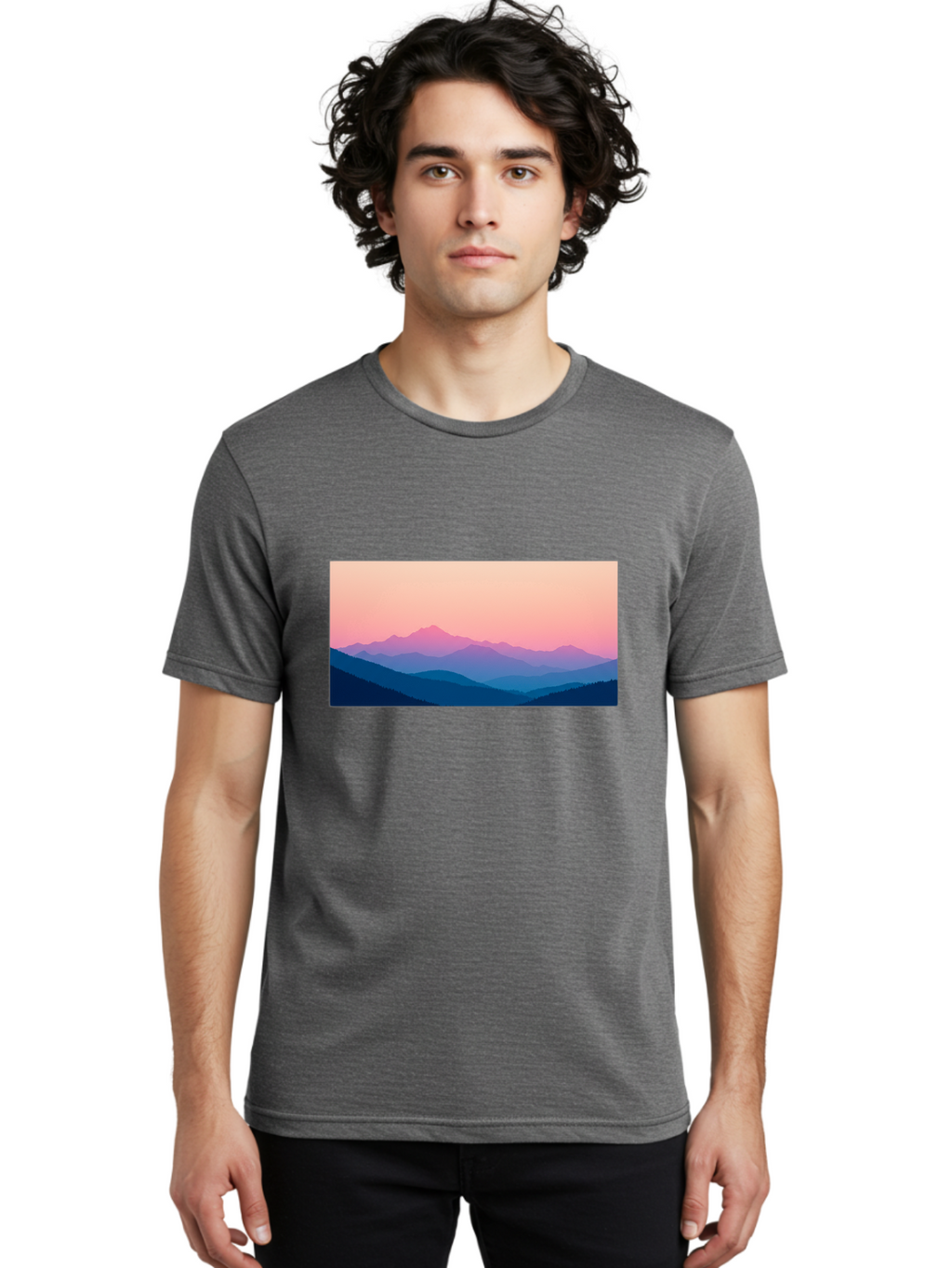 Mountain-Silhouettes Men'S Graphic Tee, 100% Cotton, Comfortable Casual Summer Wear, Machine Washable, Vintage Camera, Old Camera, Antique Camera, Black Camera, Classic Photography, Photography Equipment, Nostalgic Device, Film Camera, Bak913