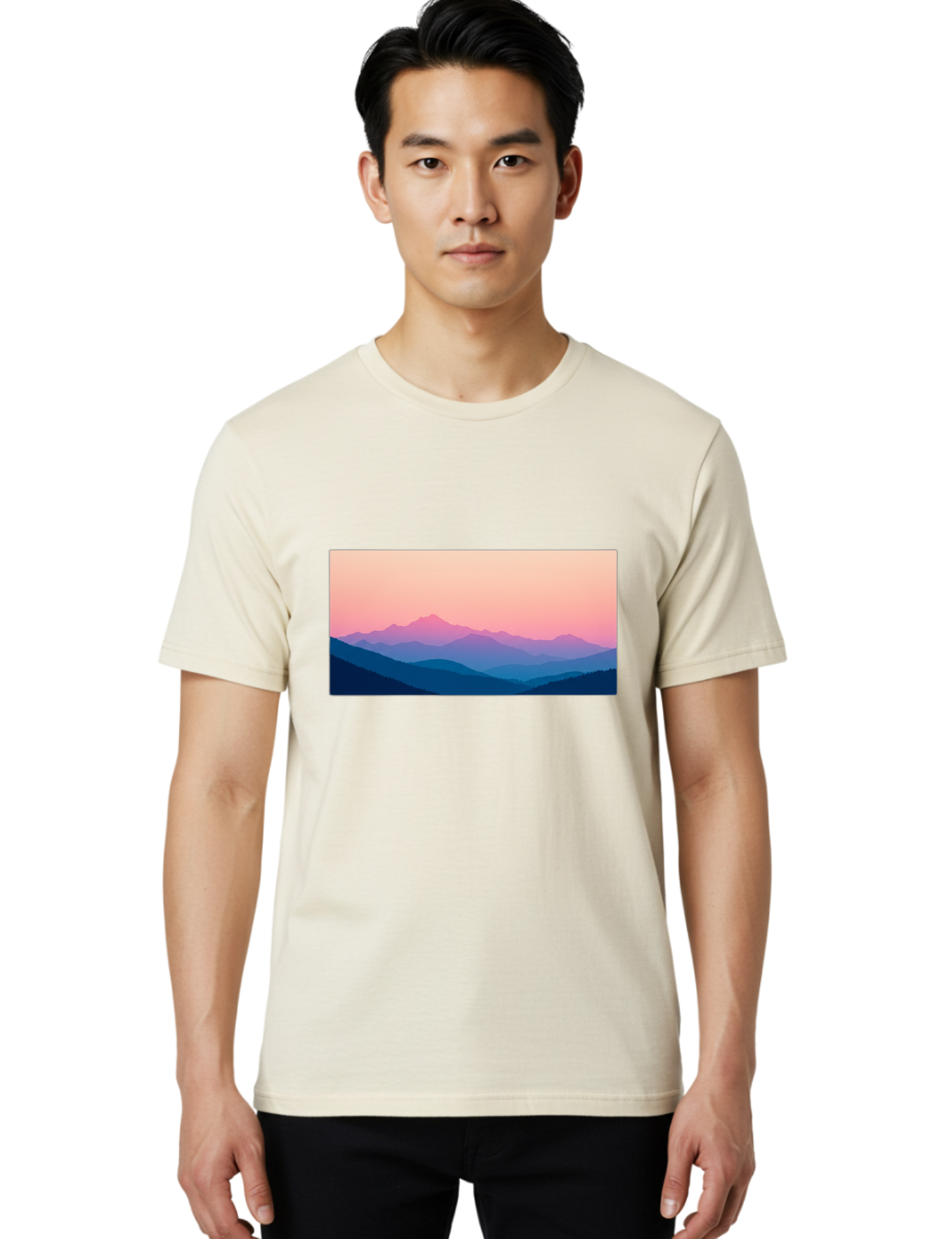 Mountain-Silhouettes Men'S Graphic Tee, 100% Cotton, Comfortable Casual Summer Wear, Machine Washable, Vintage Camera, Old Camera, Antique Camera, Black Camera, Classic Photography, Photography Equipment, Nostalgic Device, Film Camera, Bak913