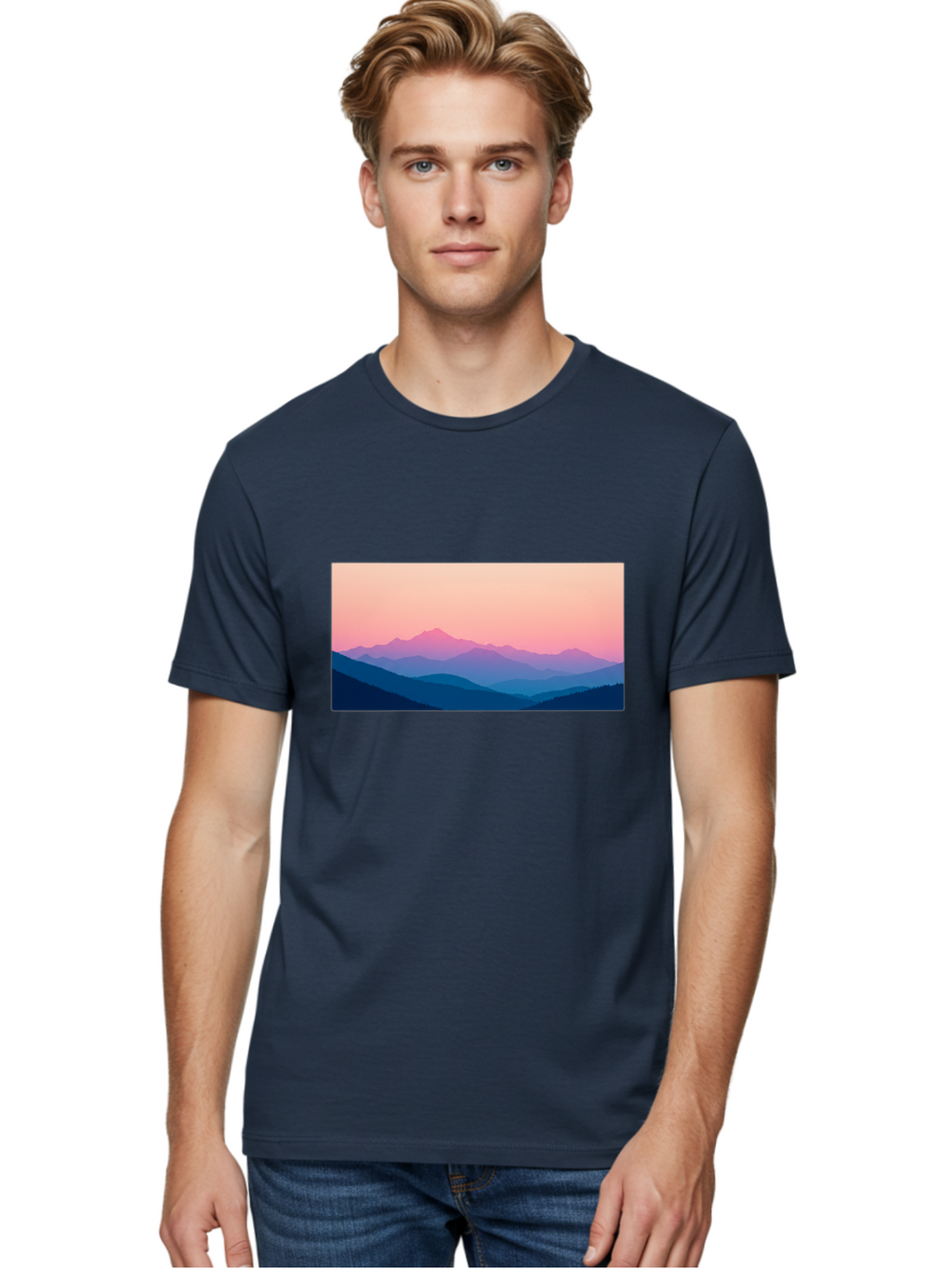Mountain-Silhouettes Men'S Graphic Tee, 100% Cotton, Comfortable Casual Summer Wear, Machine Washable, Vintage Camera, Old Camera, Antique Camera, Black Camera, Classic Photography, Photography Equipment, Nostalgic Device, Film Camera, Bak913