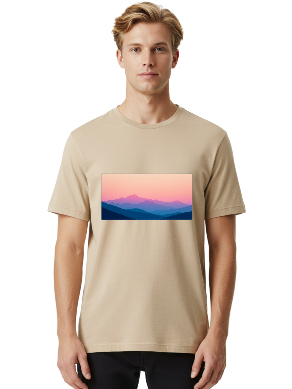 Mountain-Silhouettes Men'S Graphic Tee, 100% Cotton, Comfortable Casual Summer Wear, Machine Washable, Vintage Camera, Old Camera, Antique Camera, Black Camera, Classic Photography, Photography Equipment, Nostalgic Device, Film Camera, Bak913