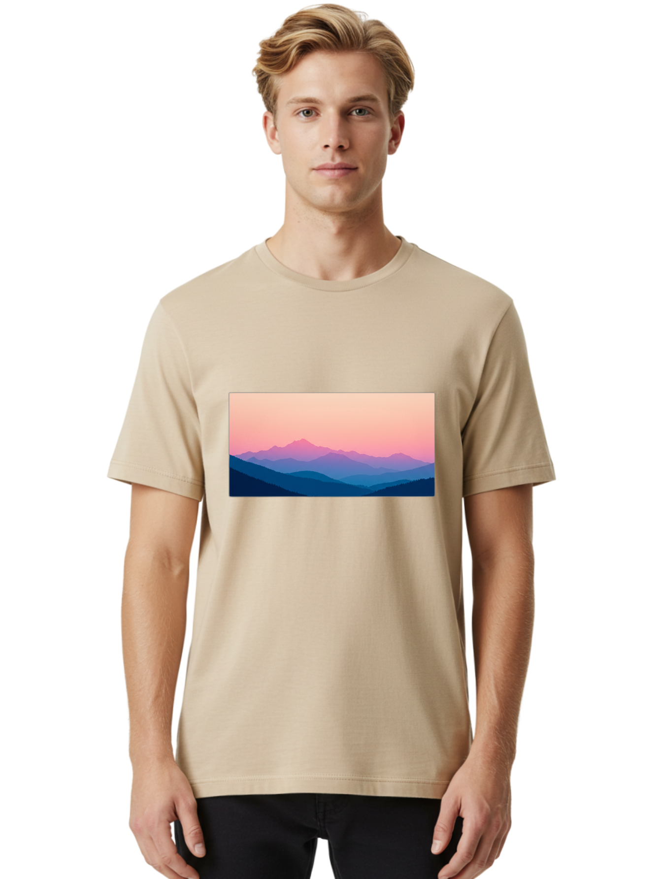 Mountain-Silhouettes Men'S Graphic Tee, 100% Cotton, Comfortable Casual Summer Wear, Machine Washable, Vintage Camera, Old Camera, Antique Camera, Black Camera, Classic Photography, Photography Equipment, Nostalgic Device, Film Camera, Bak913