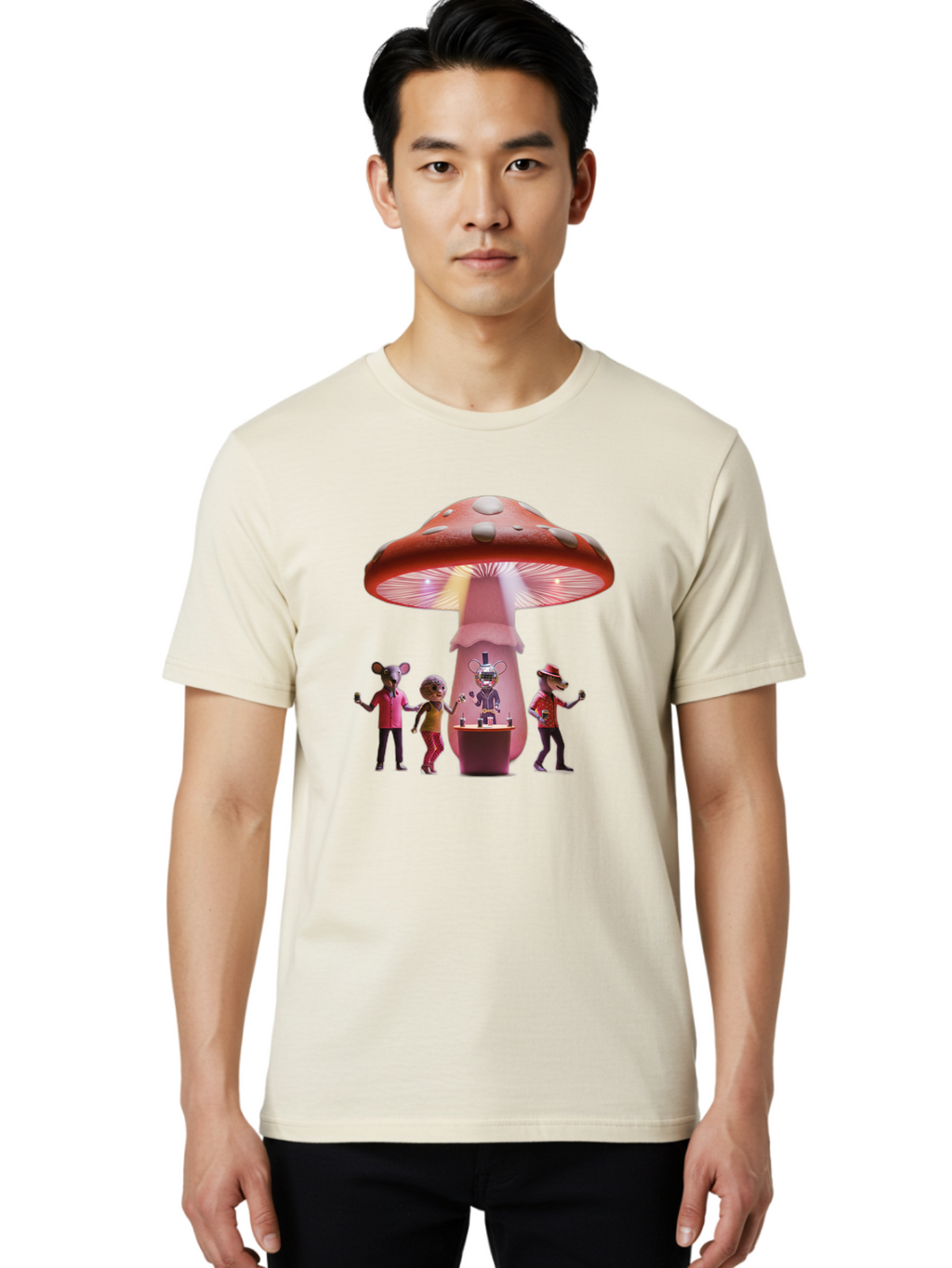Mushroom-Bar Men'S Graphic Tee, 100% Cotton, Comfortable Casual Summer Wear, Machine Washable, Vintage Camera, Old Camera, Antique Camera, Black Camera, Classic Photography, Photography Equipment, Nostalgic Device, Film Camera, Camera Art Bak916