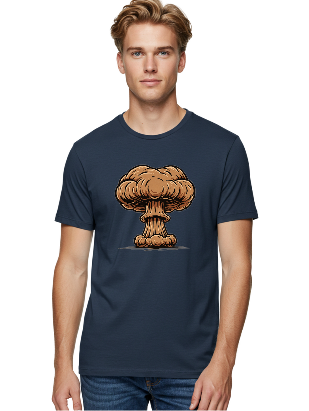 Mushroom-Cloud Men'S Graphic Tee, 100% Cotton, Comfortable Casual Summer Wear, Machine Washable, Vintage Camera, Old Camera, Antique Camera, Black Camera, Classic Photography, Photography Equipment, Nostalgic Device, Film Camera, Camera Art Bak917